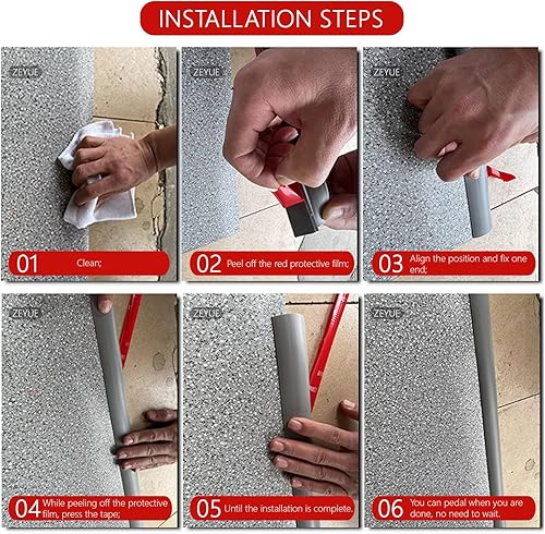 Miniatura 9 de DAILISEN Reductor de umbral de superposición autoadhesivo de vinilo de 6.56 pies, tira de transición de borde laminado de baldosas para pisos, tiras