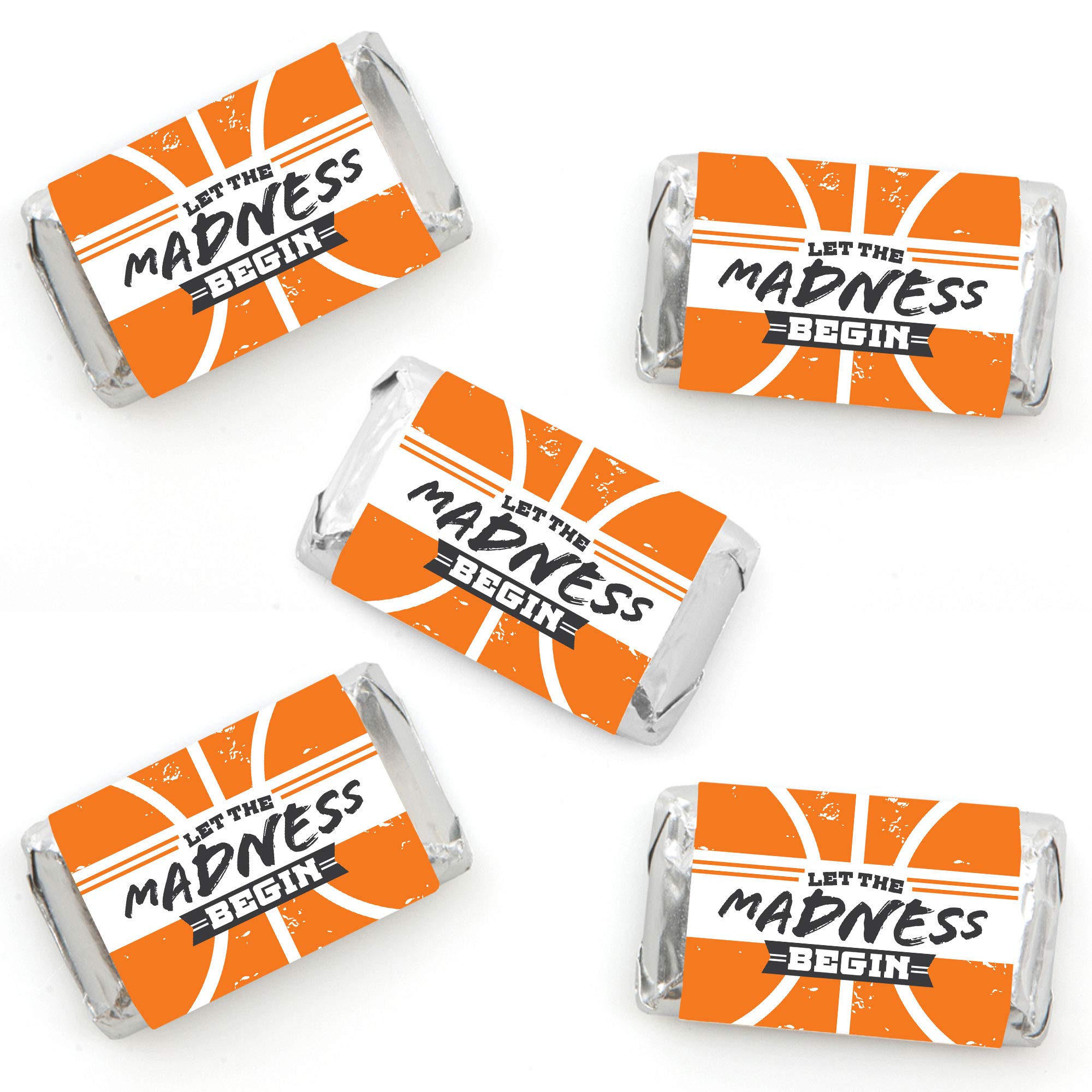 Big Dot Of Happiness Basketball – Let The Madness Begin – Mini Candy Bar Wrapper Stickers – College Basketball Party – Confezione Da 40-image