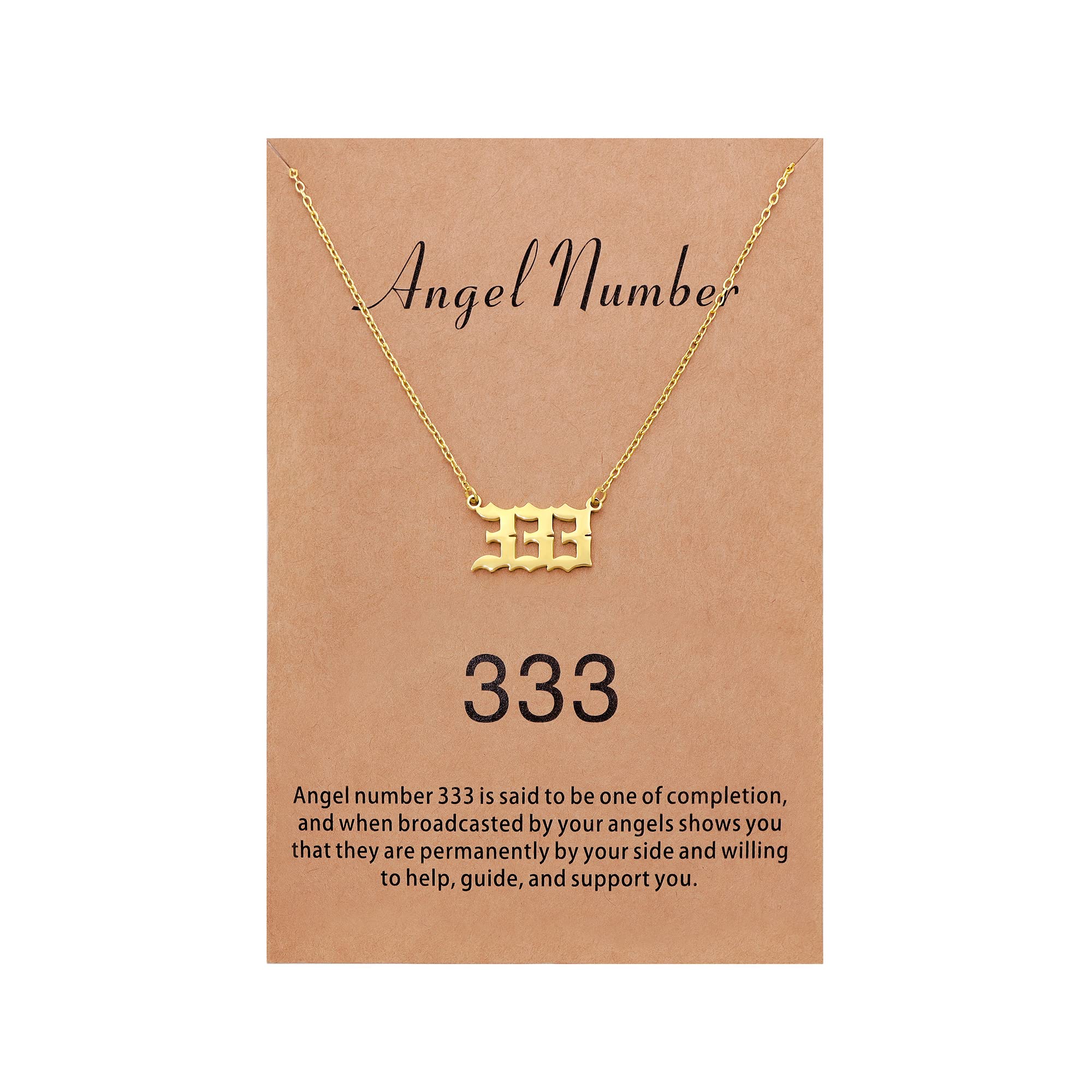 Sunique Angel Number Necklace for Women Dainty Gold Plated Number Necklace Numerology Jewelry Gifts for Women
