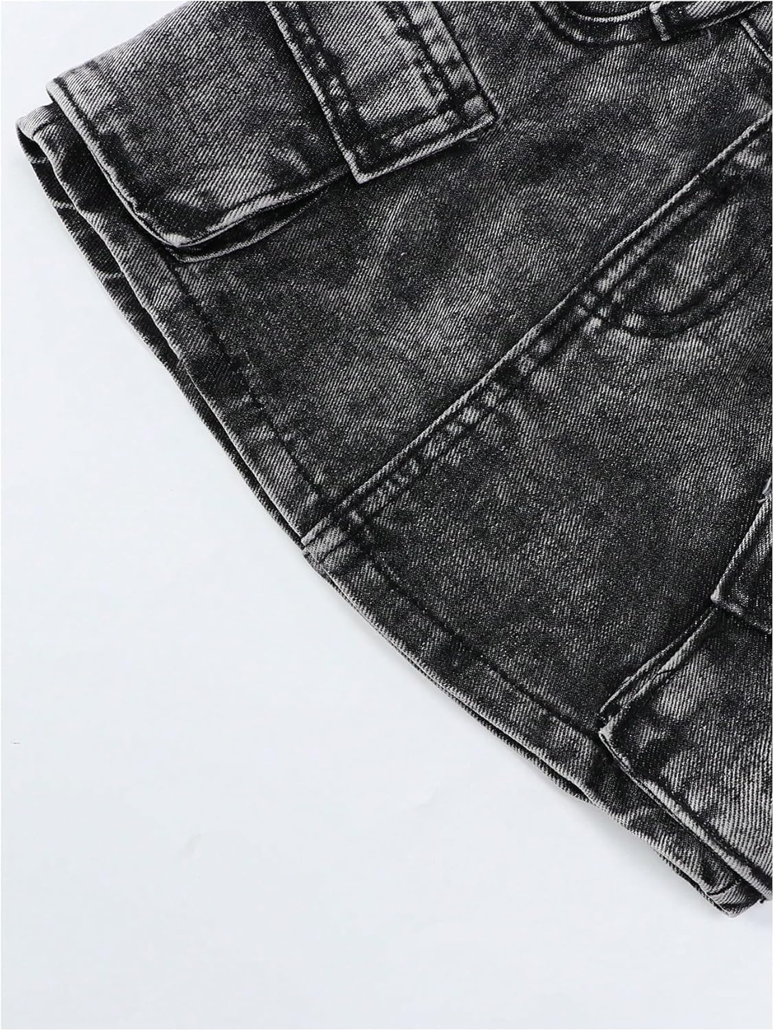 COZYEASE Girl's Y2k Mini Denim Skirt Loose Fit Button Up Zip Up A Line Straight Skirt with Pockets Streetwear - Image 5