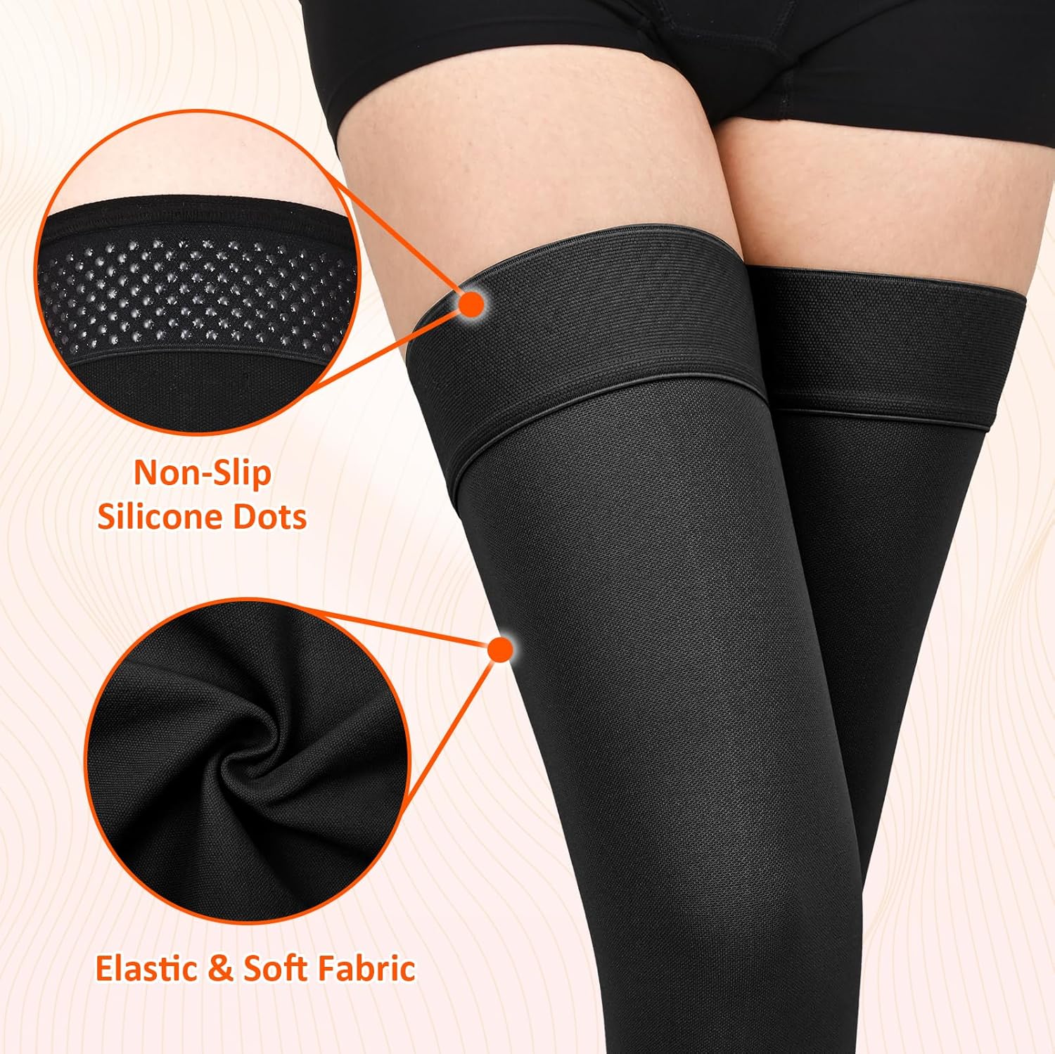 Thigh High Compression Stockings for Women Men, 20-30mmHg Footless Graduated Compression Socks with Silicone Band, Medical Support Sock for Varicose Veins, Edema, Post-Surgery, Sports - Image 5