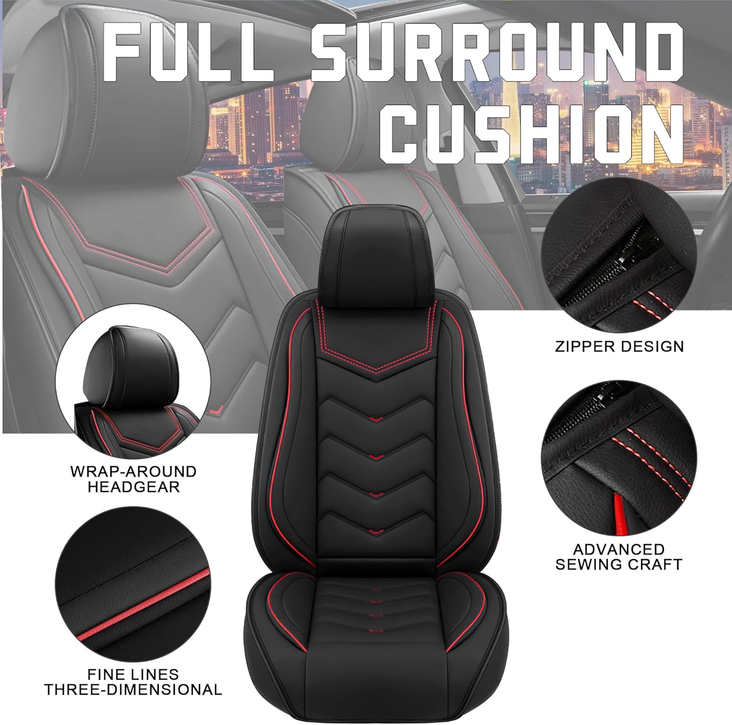 CTDS Car Seat Covers for Honda Civic 2000-2026, Stylish Sport Seat Cover, Premium Nappa Leather Car Seat Cover. Automobile Seat Covers Sets.(Standard 2 Seats/Black)