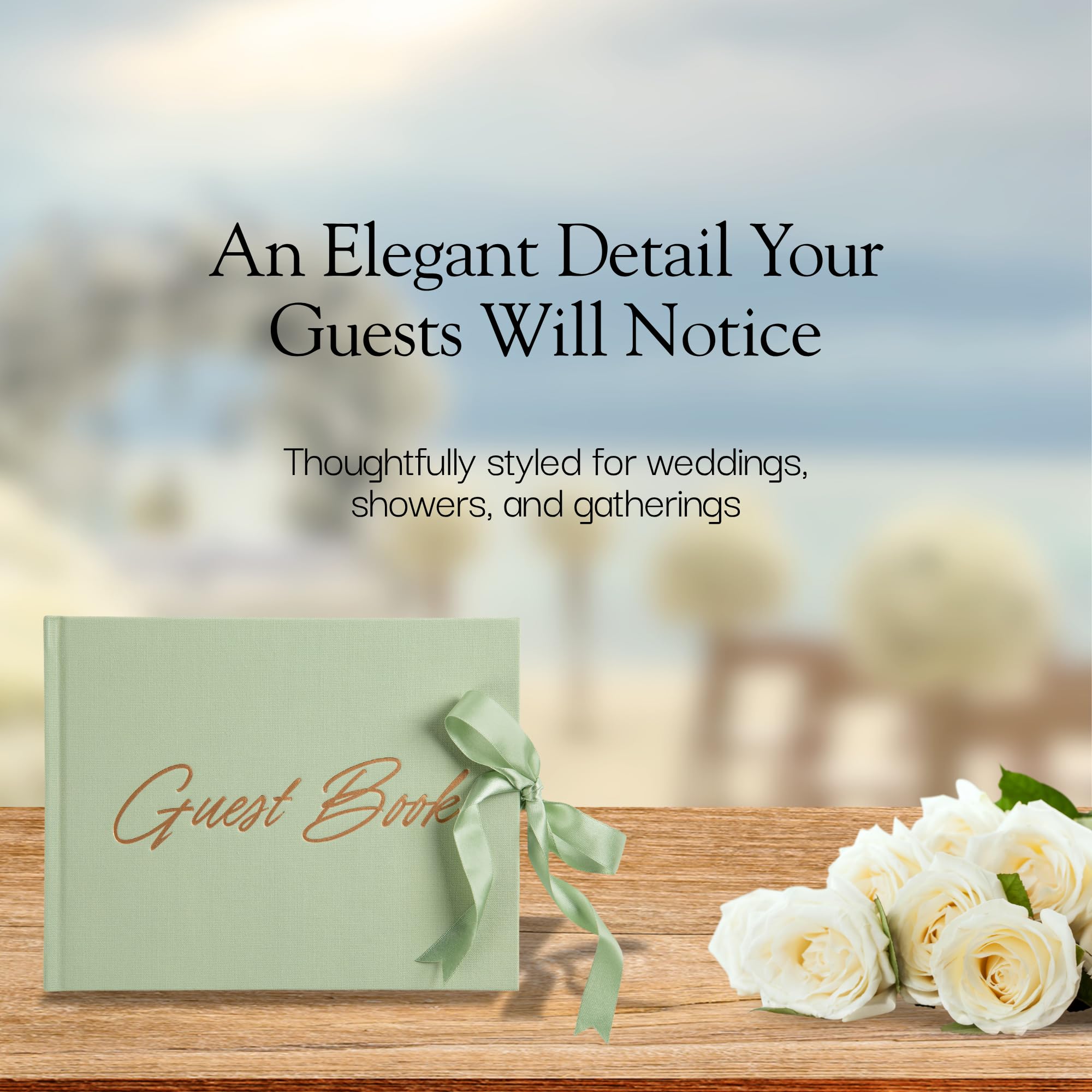 Elegante libro degli ospiti per matrimonio, con tasca per ricordi + chiusura a fiocco, copertina in lino, 120 pagine a righe, libro degli ospiti, ricevimenti nuziali, baby shower e funerali (verde