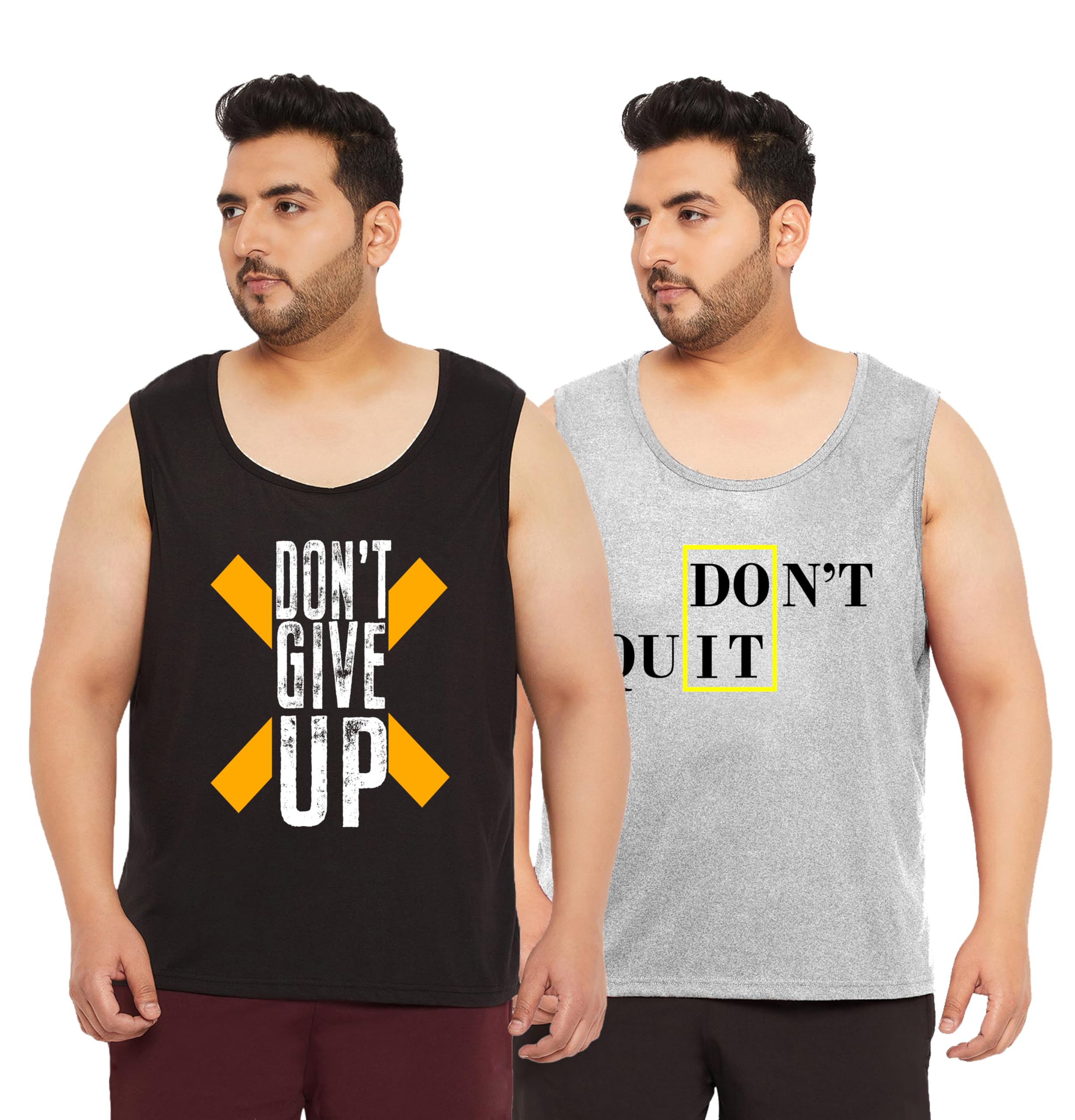 West Gate Clothing Cotton Printed Plus Size Vest for Men | Round Neck, Regular Fit, Sleeveless Plus Size | Men's Tank Top | 3XL, 4XL, 5XL | Perfect for Workouts Gym | Black, Maroon | Combo Pack of 2-picture-17