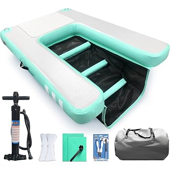 Inflatable Large Dog Swimming Ramp - Swimming Pets up to 100kg Large Dogs - Inflatable Stairs for Boats Docks with Pump/Rope/