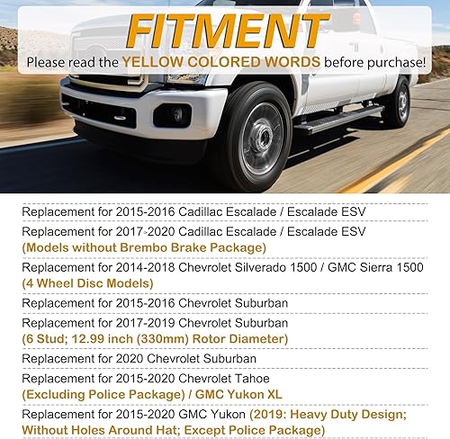 Miniatura 2 de WEIZE Pastillas de freno de cerámica de fibra de carbono delanteras y traseras + rotores de freno perforadosranurados, apto para Chevy Silverado