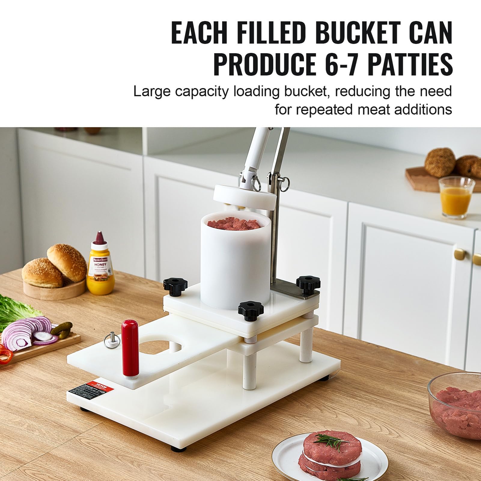 Kommerzielles Hamburger Patty Maker Kit mit Antihaft-Handpresse, großem Trichter und Zubehör für effiziente Burgerformen