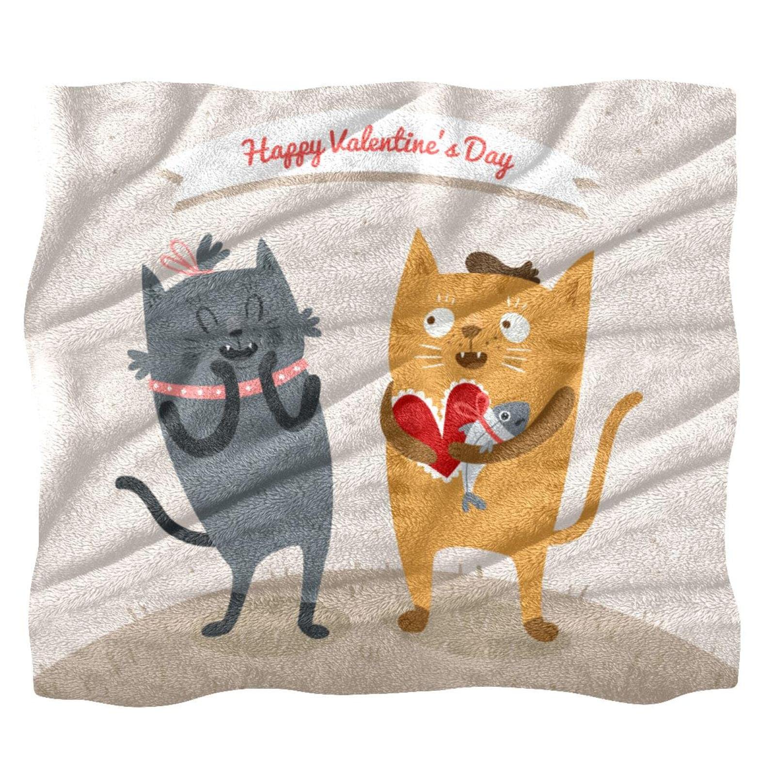 Coperta in pile per divano, divano o letto, accoglienti e morbide, felice, San Valentino, amante dei gatti, coppia