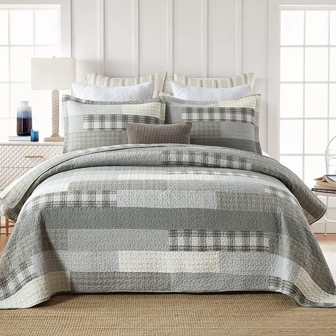 Finlonte King Size Quilt, Cotton King Quilt Bedding Set