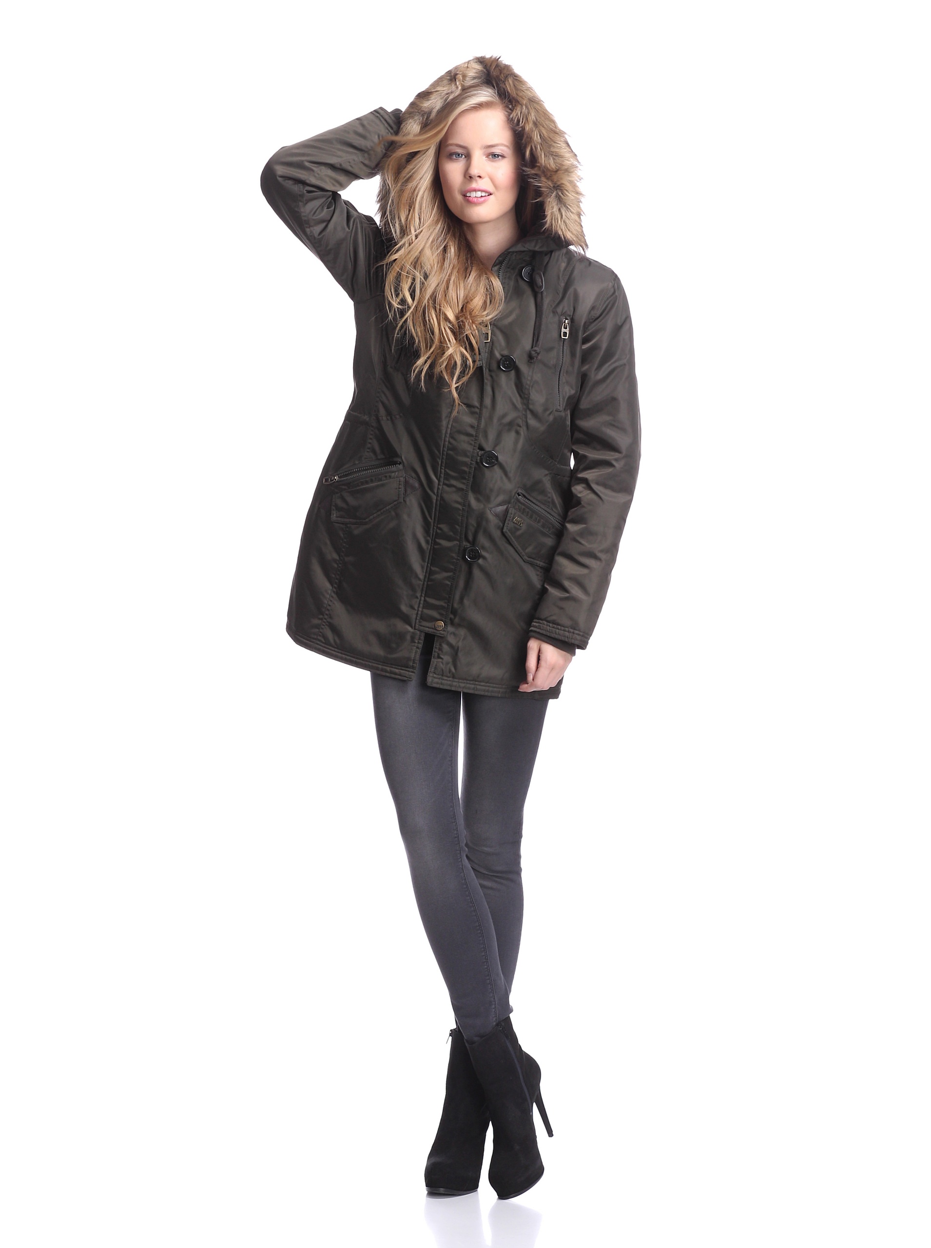 Miss Sixty Women's Anorak With Hood and Faux Fur