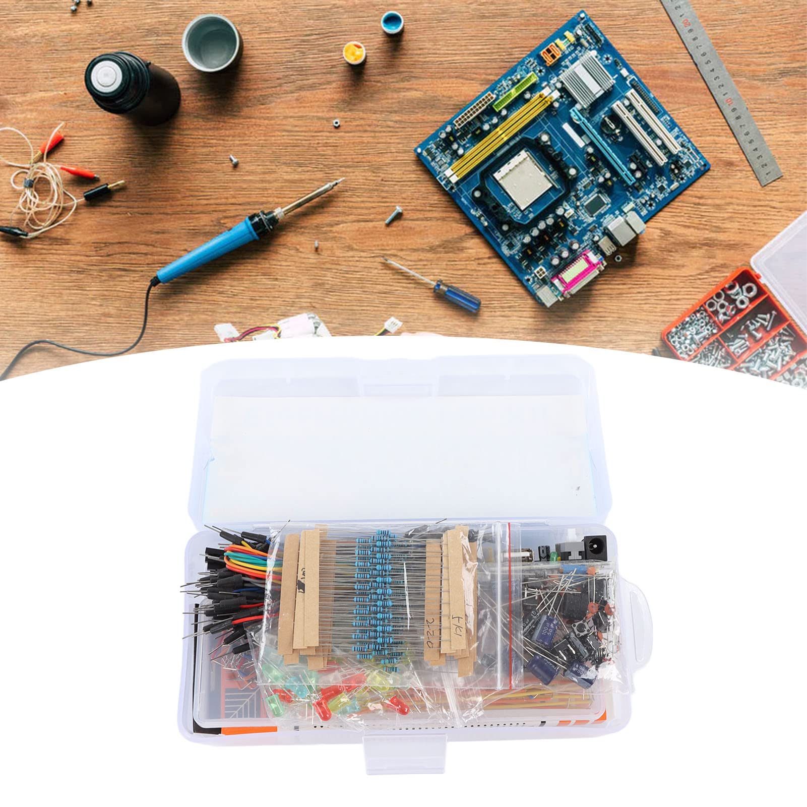 Generic Assortimento Divertente di Componenti Elettronici con Breadboard da 830 Fori per R3, Kit Elettronico Completo e Multifunzionale per gli Appassionati del Fai da Te