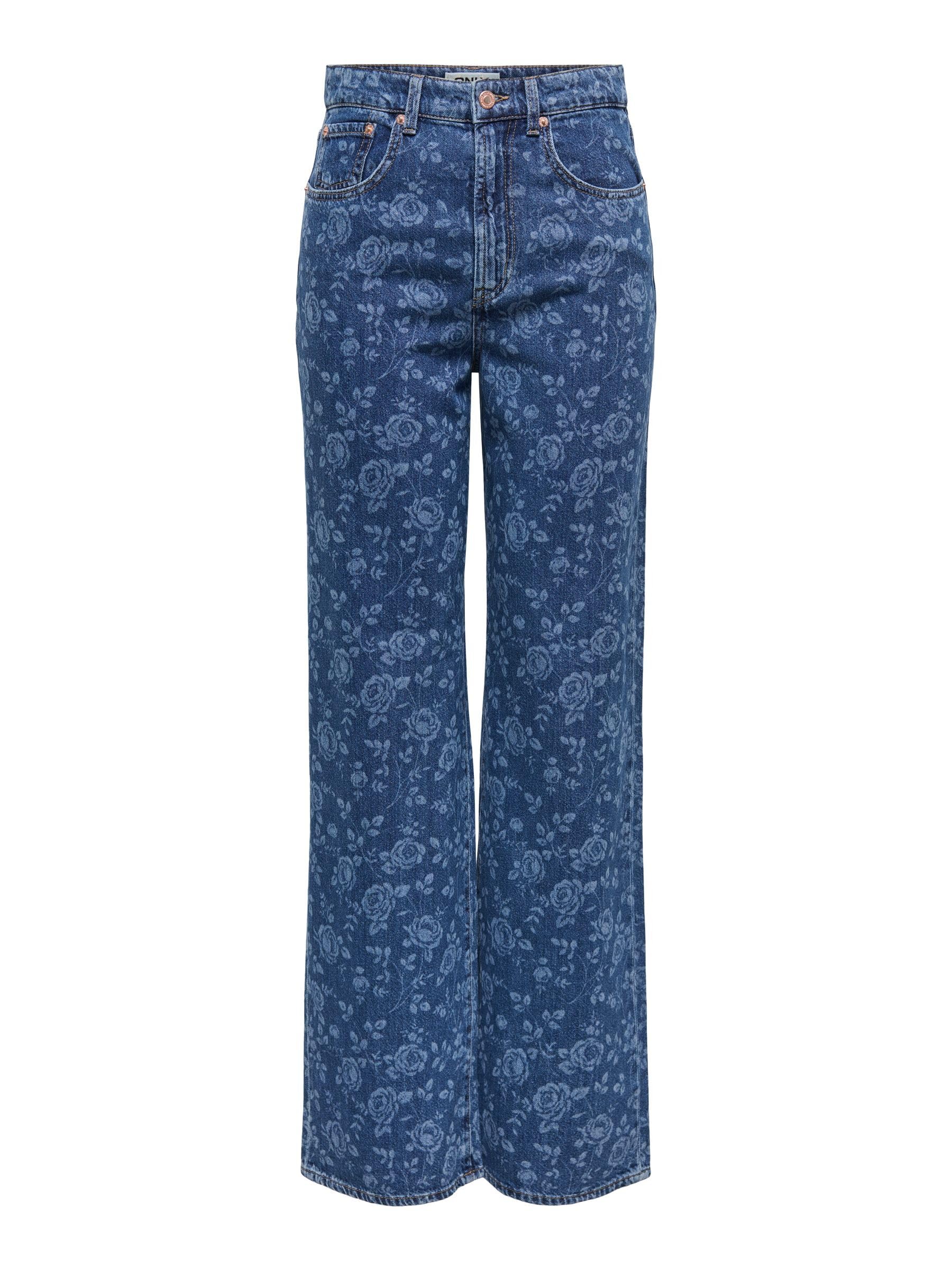 Onlhope Ex HW Wide Rose AOP DNM PIM, Medio De Mezclilla Azul, 29W / 32L