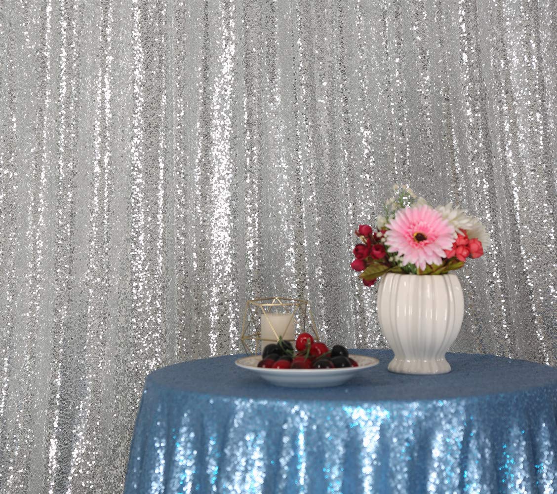 SquarePie Sfondo con paillettes 3,4 m x 3,4 m, tenda argentata per fotografie, fotografie, matrimoni, decorazione patry
