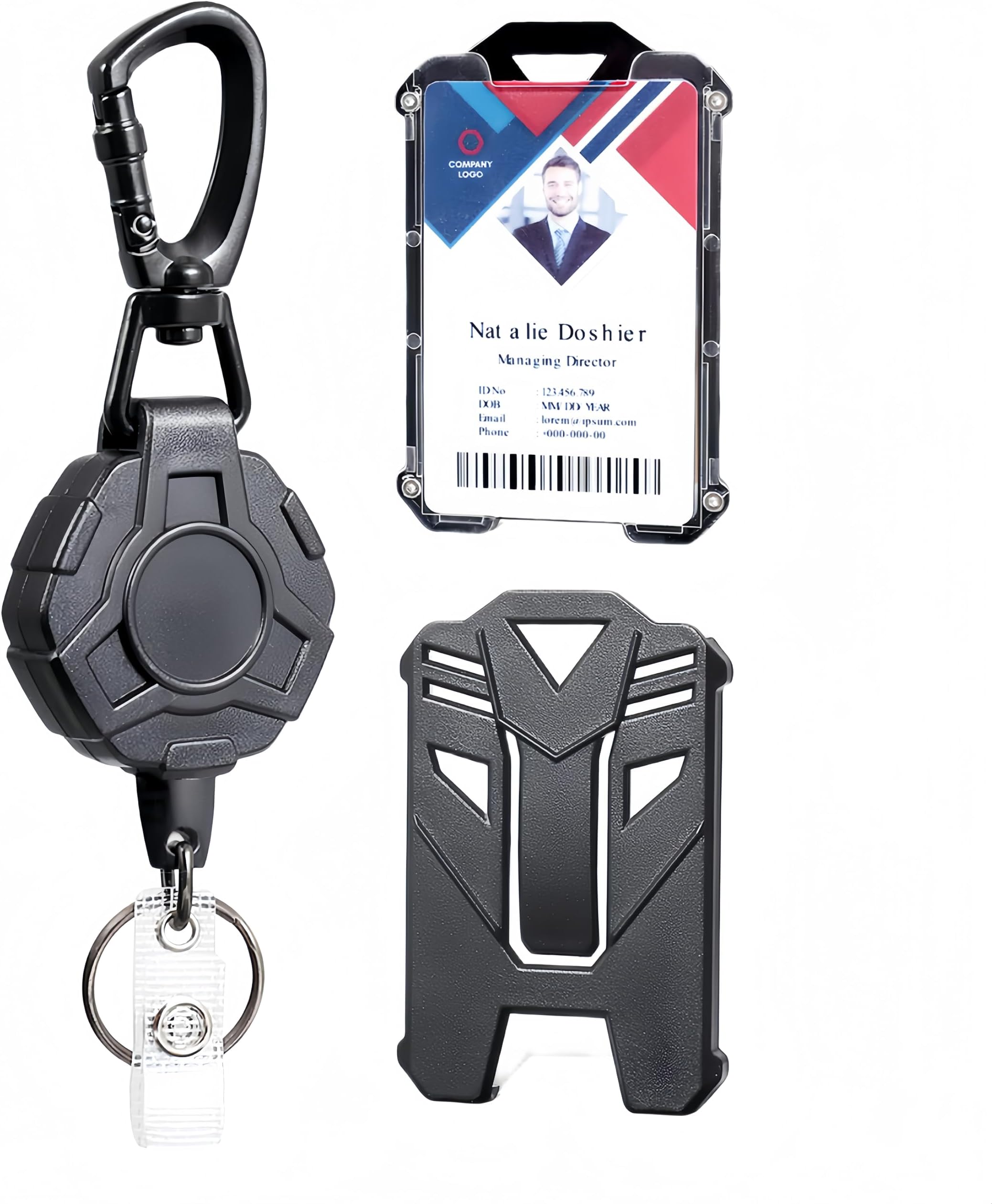 DIANZHU Badge Reel Retractable ID Card Holder Heavy Duty Carabiner Keychain