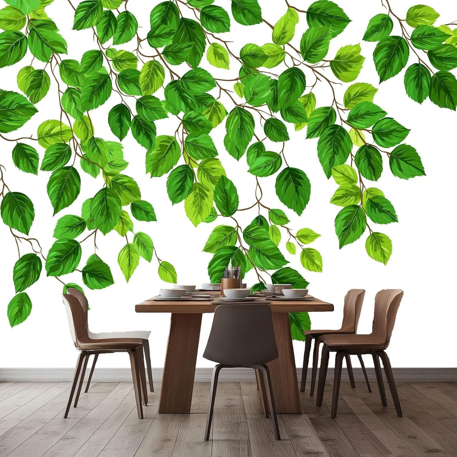 hgjdjhnf Photo Wallpaper Green Leaves Art Brick Wall Mural Wall Decoration Wall Living Room Bedroom Apartment Wall Art, 400cm x 280cm