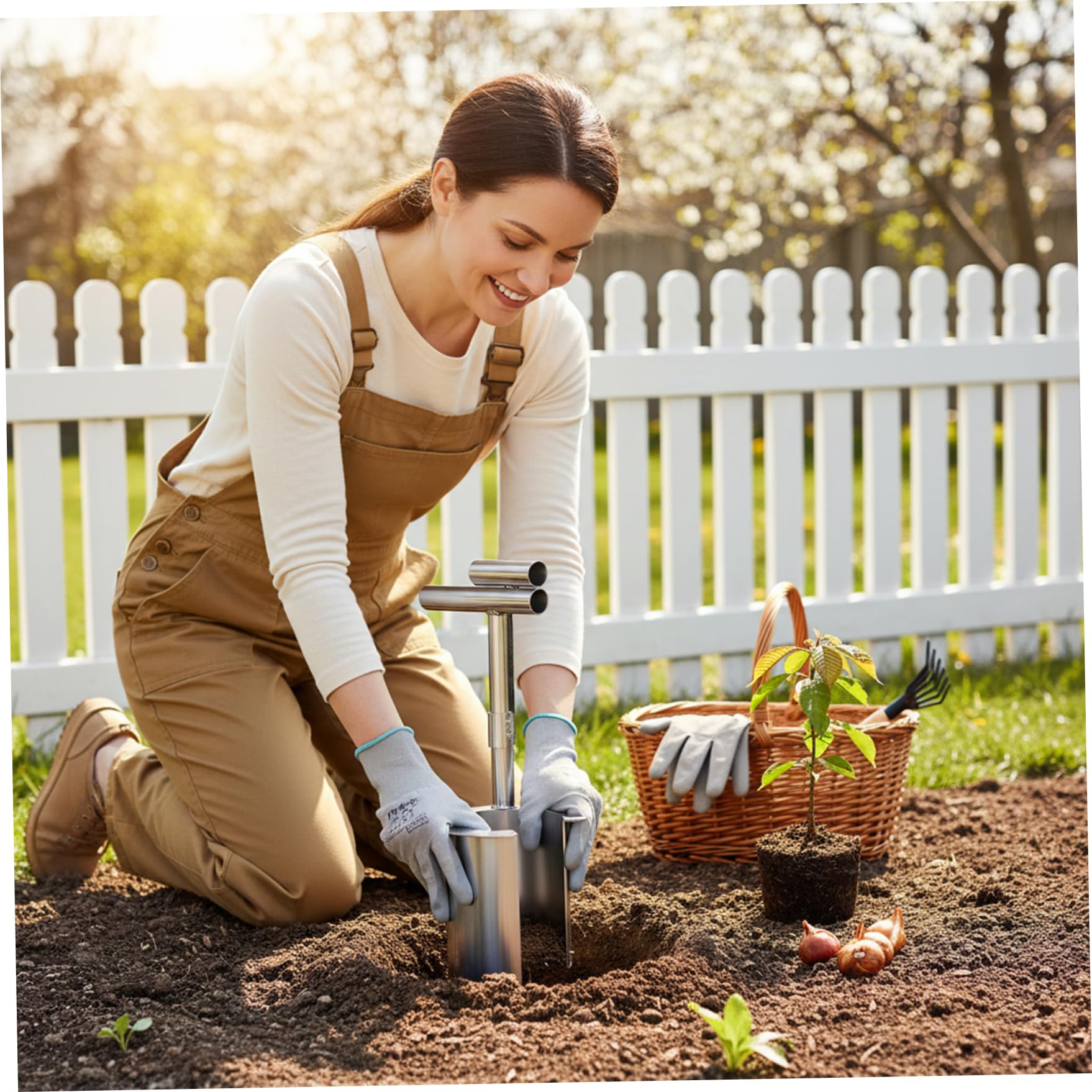 Attrezzi per piantare, Attrezzo per piantare bulbi, Trapiantatrice da giardino per carichi pesanti per, Scavatrice per piantine con denti per una facile rimozione del terreno, Attrezzi da gi