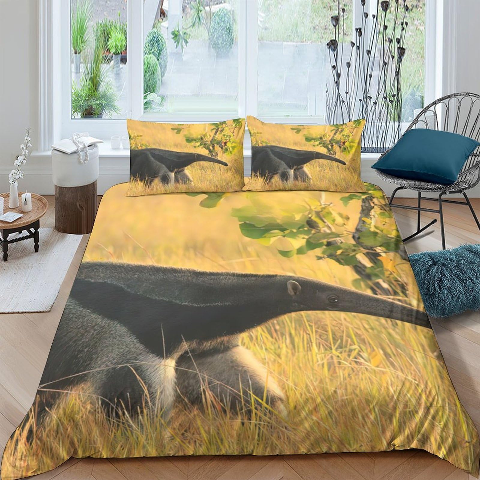 TUFRTGYHN 3D Printed Dinosaur Forest Duvet Cover Microfiber Soft Breathable Jurassic Bedding Set with 2 Pillowcases for Bedroom Decor, Double King Size Single（135x200cm）