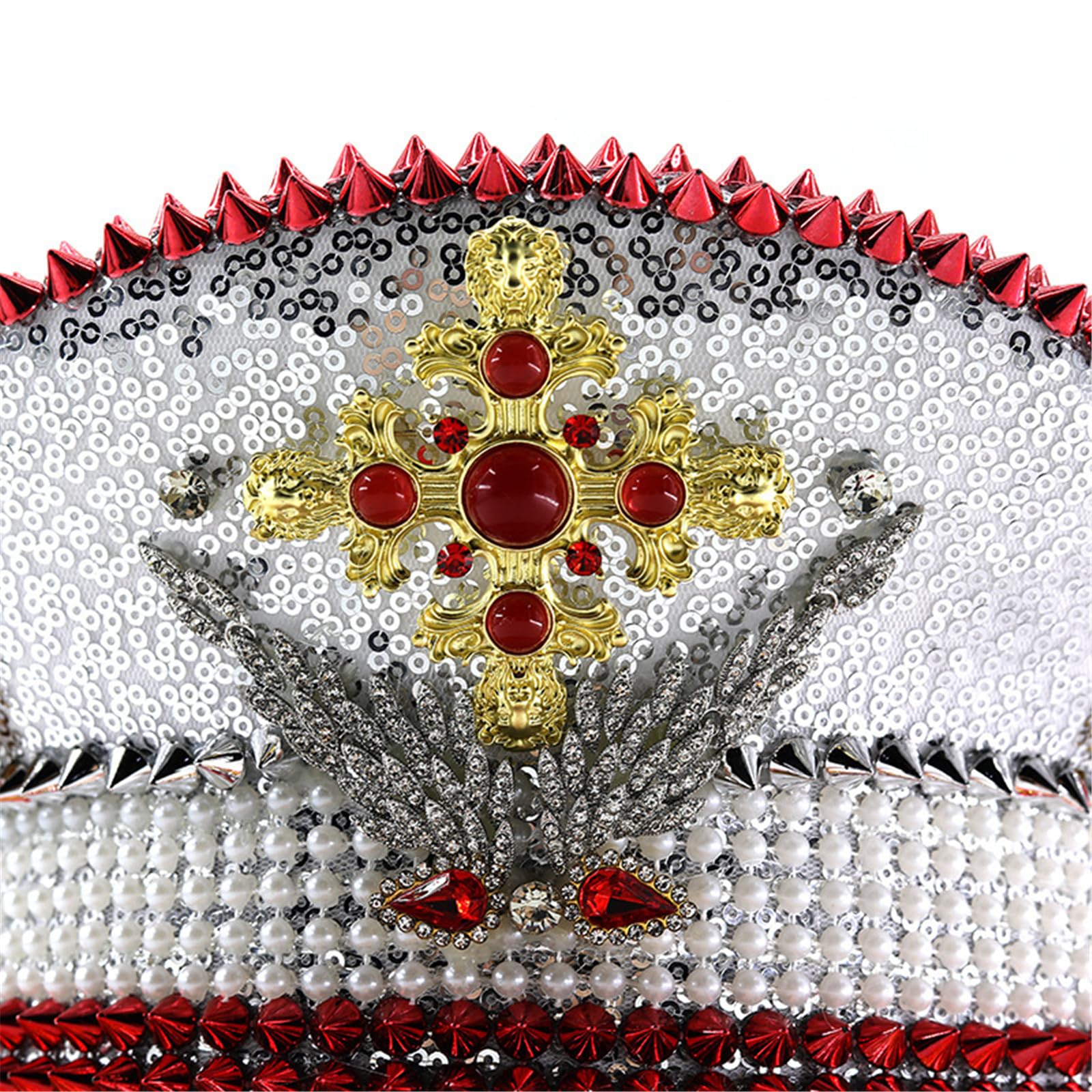 Paillettes Decorato Capitano Cappello Festival Cappello Da Sposa Cappello In Poliestere Traspirante per Festival Musicali