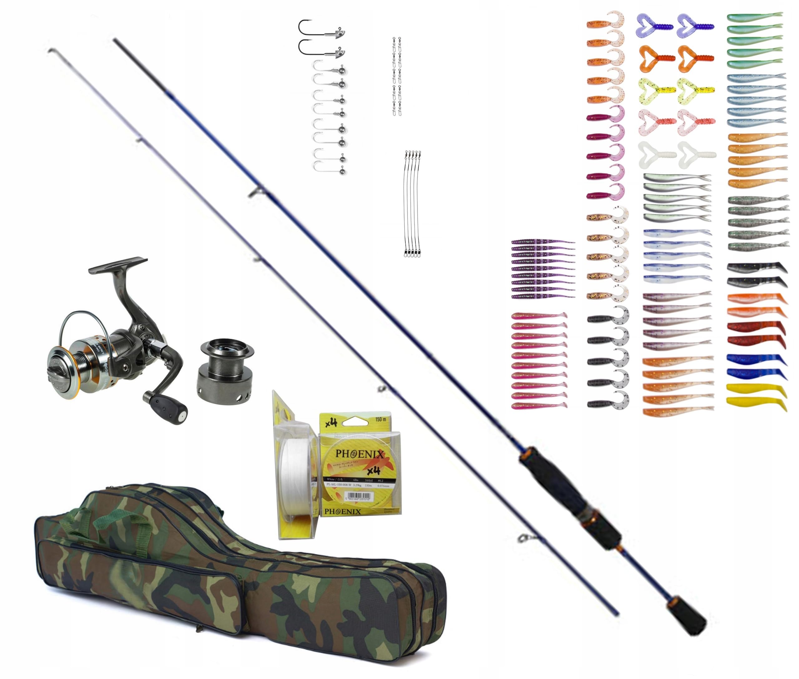 Kit Spinning Ultra Light Balistic : canne à pêche de 1,81 m (1-7g), moulinet à pêche, sac et ensemble de leurres en caoutchouc – Léger, sensible et prêt pour la pêche au cheval et à la truite