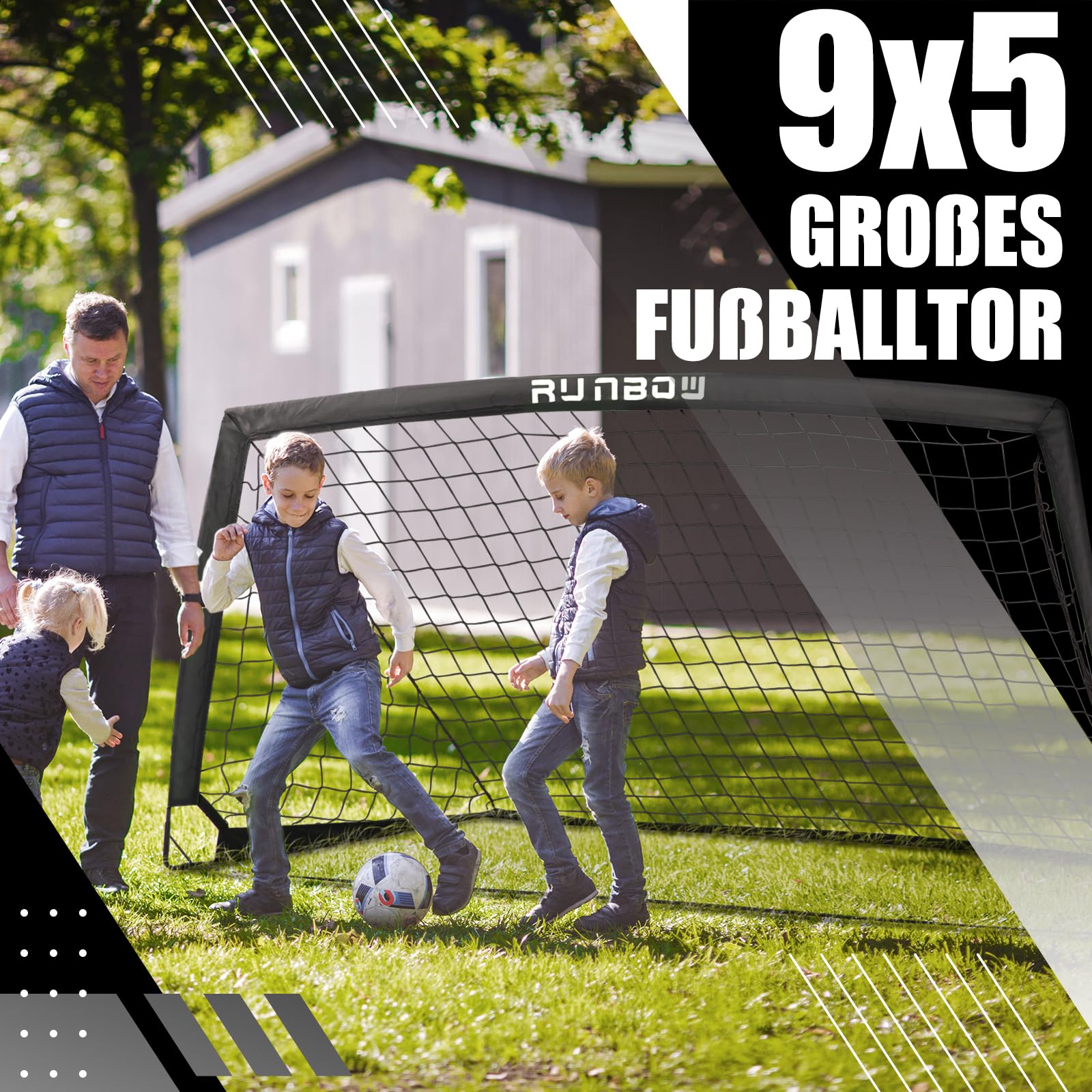 274 x 152 cm Kinder Fußballtor mit Tragesack, tragbare Fußballnetze für Hinterhoftraining, Indoor/Outdoor-Nutzung für Jugendliche und Erwachsene