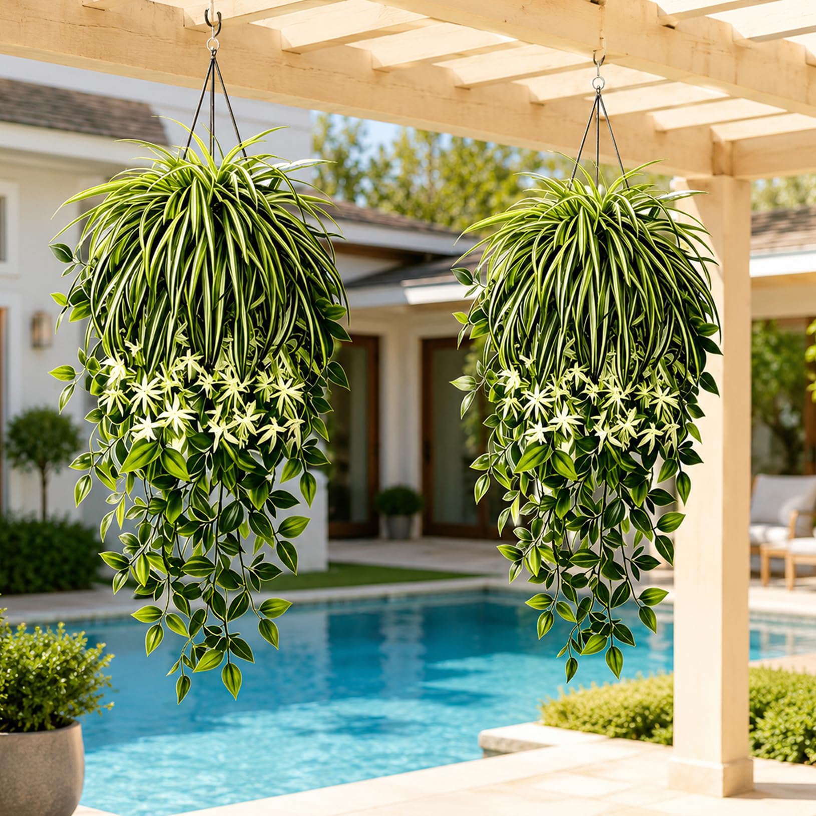 ATAVSADN Artificial Plants Hanging for Outdoors, UV Resistant Faux Greenery, Fake Plants for Indoor Decor 2Pack,One Size