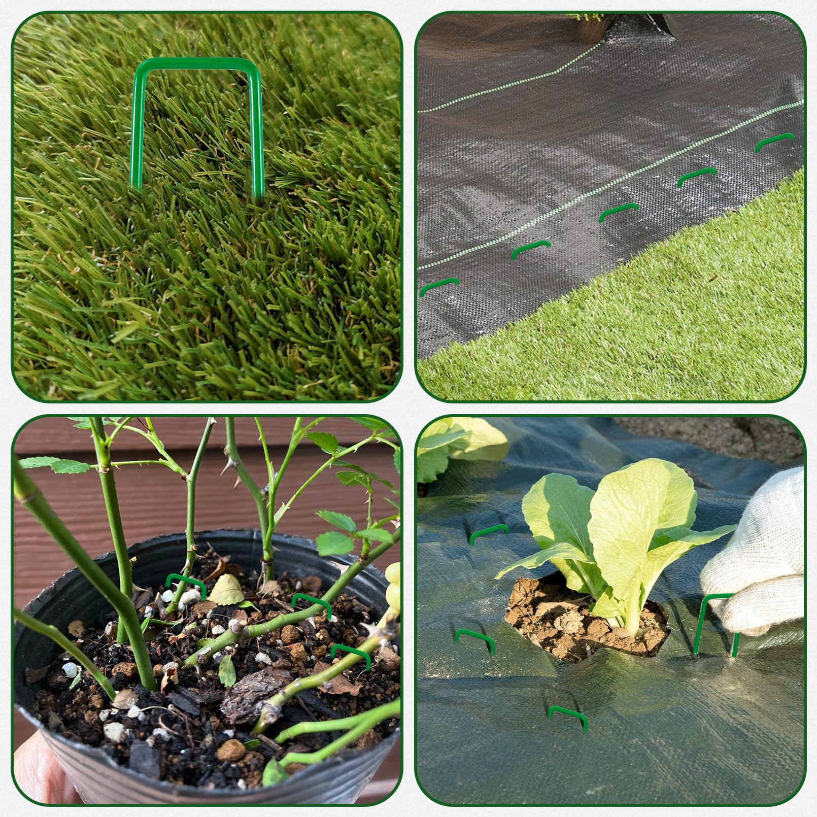 Lot de 100 agrafes de paysage, 15,2 cm, piquets de jardin galvanisés antirouille en forme de U, piquets en acier galvanisé, piquets pour barrière contre les mauvaises herbes, tissu
