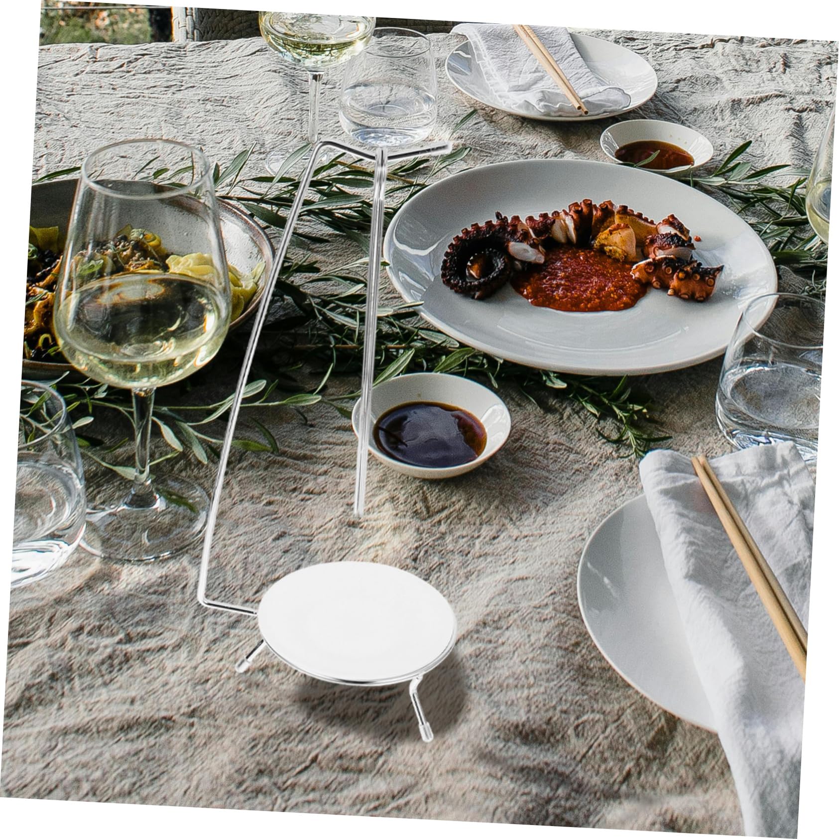 ULTECHNOVO Support À Brochettes En Acier Inoxydable Suspendu Avec 2 Brochettes Porte Brochette Barbecue Stable Pour Jardin Camping Et Barbecue Extérieur