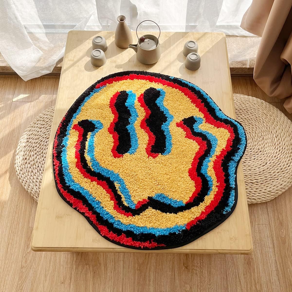 LAKEA Trippy Smile Rug Smily Face Handmade Carpet Tufted Smile Gift for Friend for Bedroom Geek Gift Home Decor