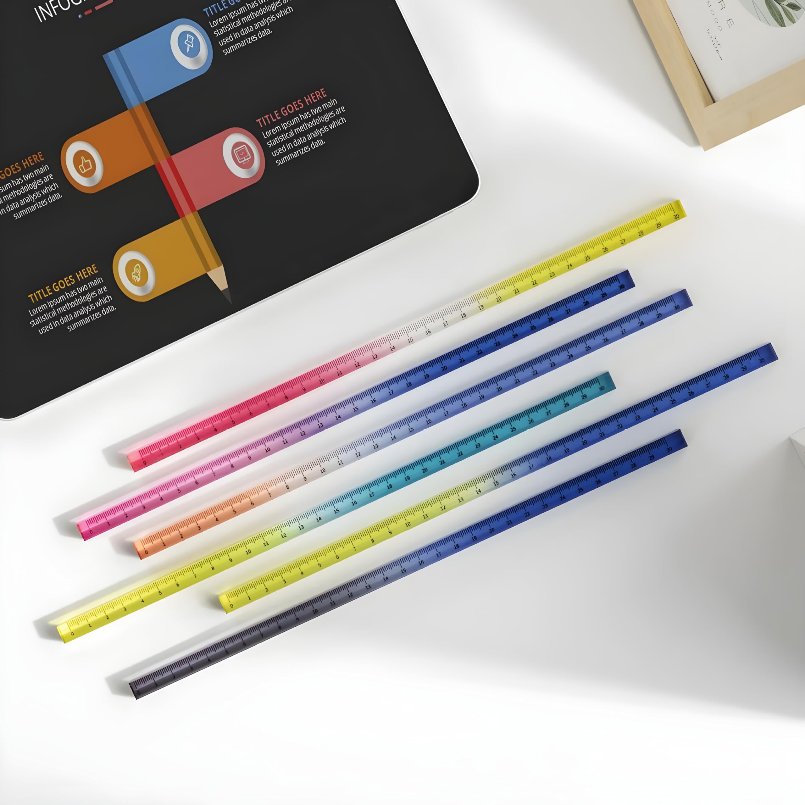 Radiance™ 2 Pcs 3D Cube Square Scale 30 cm | Transparent Gradient Ruler for Kids & Adults | Multi-Functional Stationery for School & Office Use (Random Colors)-image-46