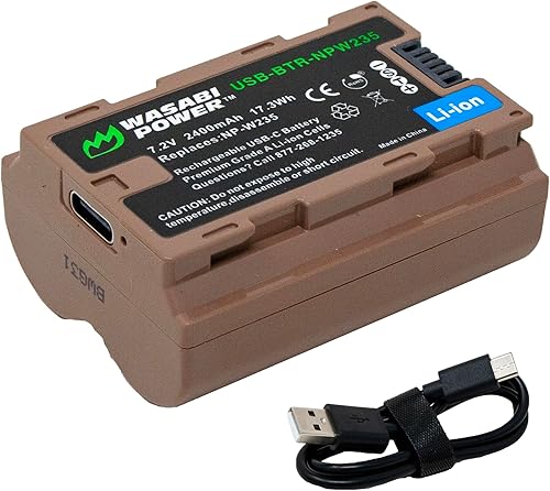 Wasabi Power Batería USB (Serie Ginger) para Fujifilm NP-W235 y compatible con Fuji X-H2S, GFX 50S II, GFX 100S, X-T4 y VG-XT4 Vertical Battery Grip