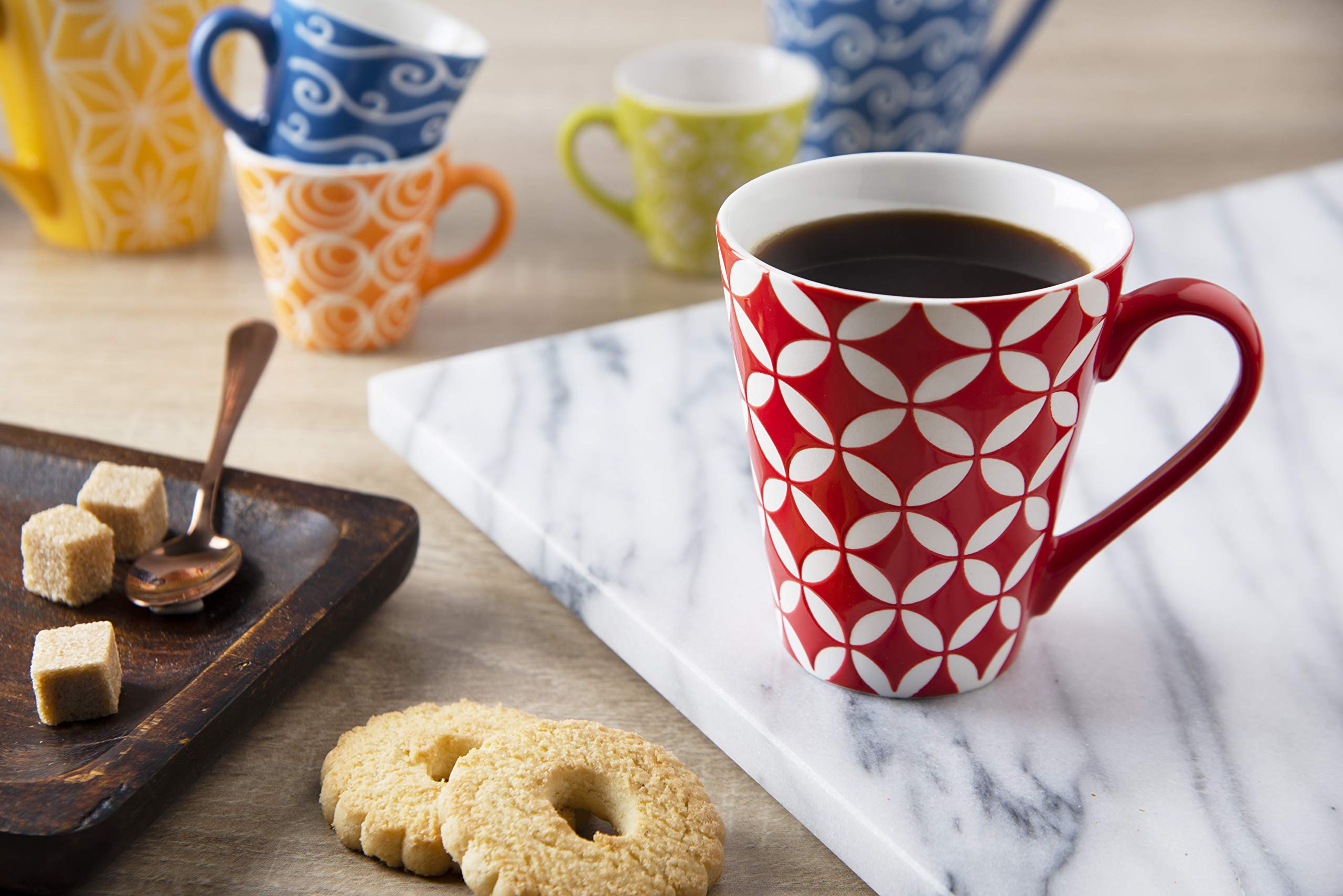 Excelsa 60670 Etnika Set 6 Tazze Mug, Porcellana, Multicolore
