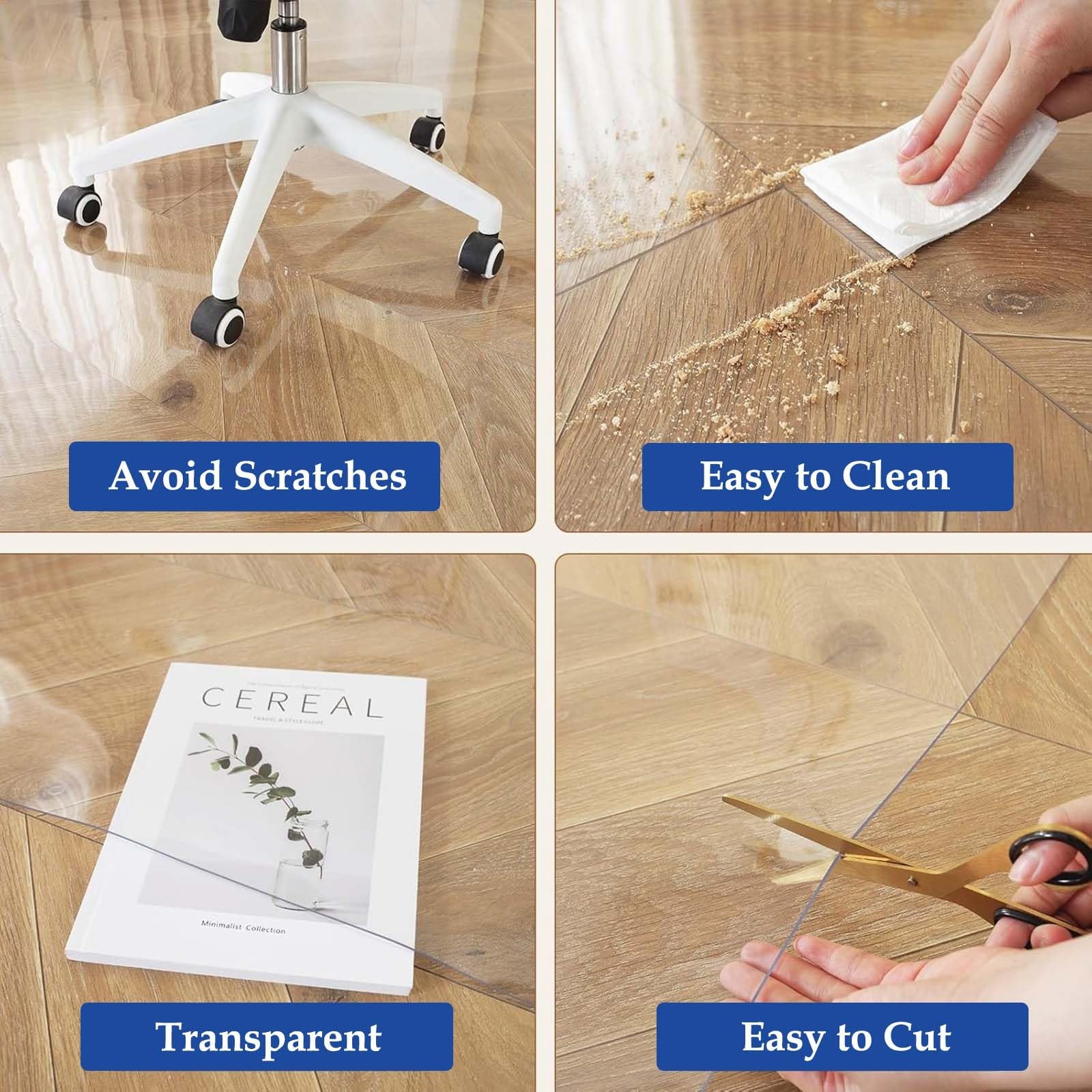 Tapetes Transparentes Antideslizantes Para Sillas, 70x120 90x140 120x150 140x180cm, Rectangular, Alfombra Protectora Para El Suelo De Mascotas, Antiarrayado, Impermeable(140 * 180cm)