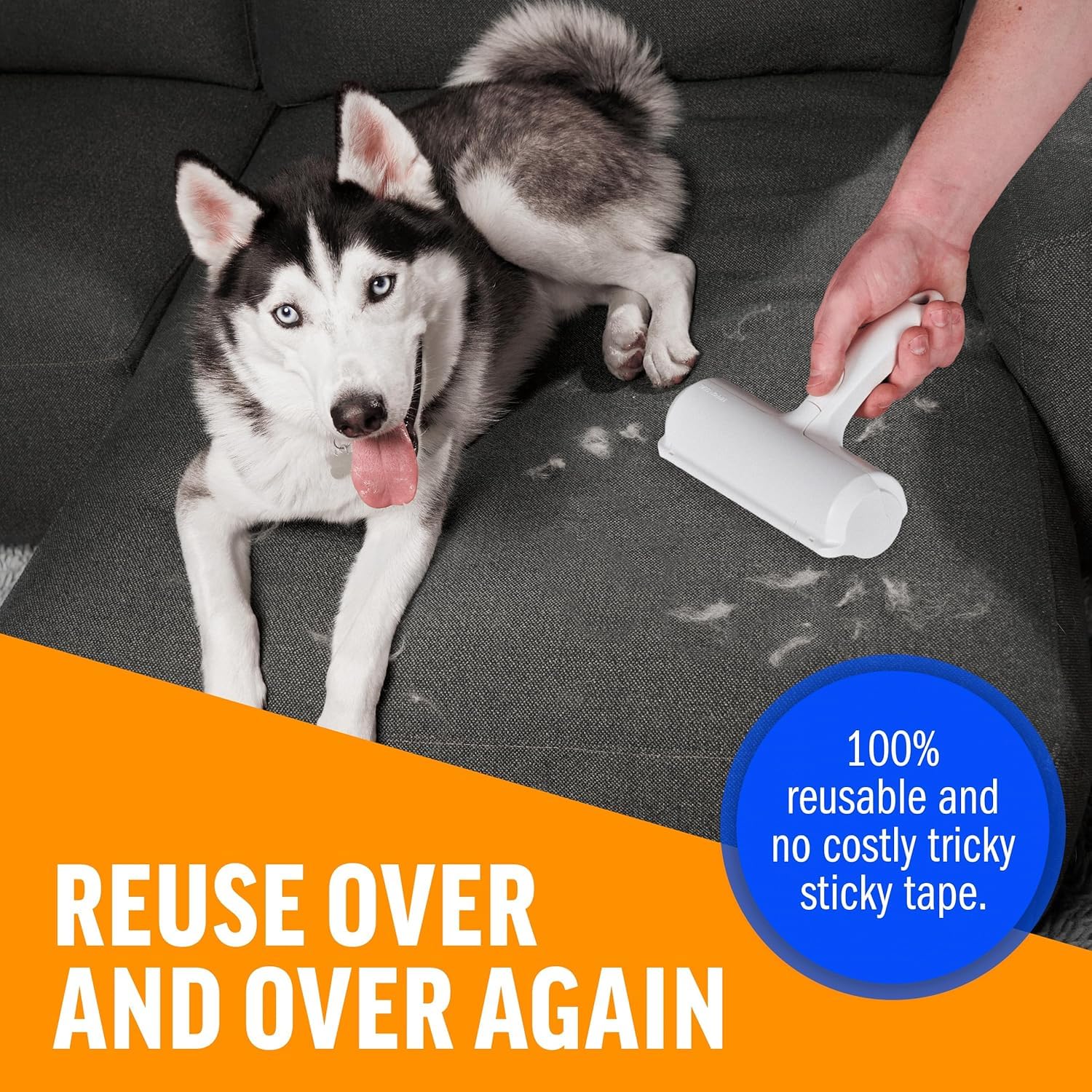 Portable Pet Hair Remover Roller for Dogs & Cats – Reusable Fur Remover Brush for Furniture, Bedding Clothing, Car Seats | Easy-to-Clean, Eco-Friendly, No Sticky Tapes Needed (Roller) 3