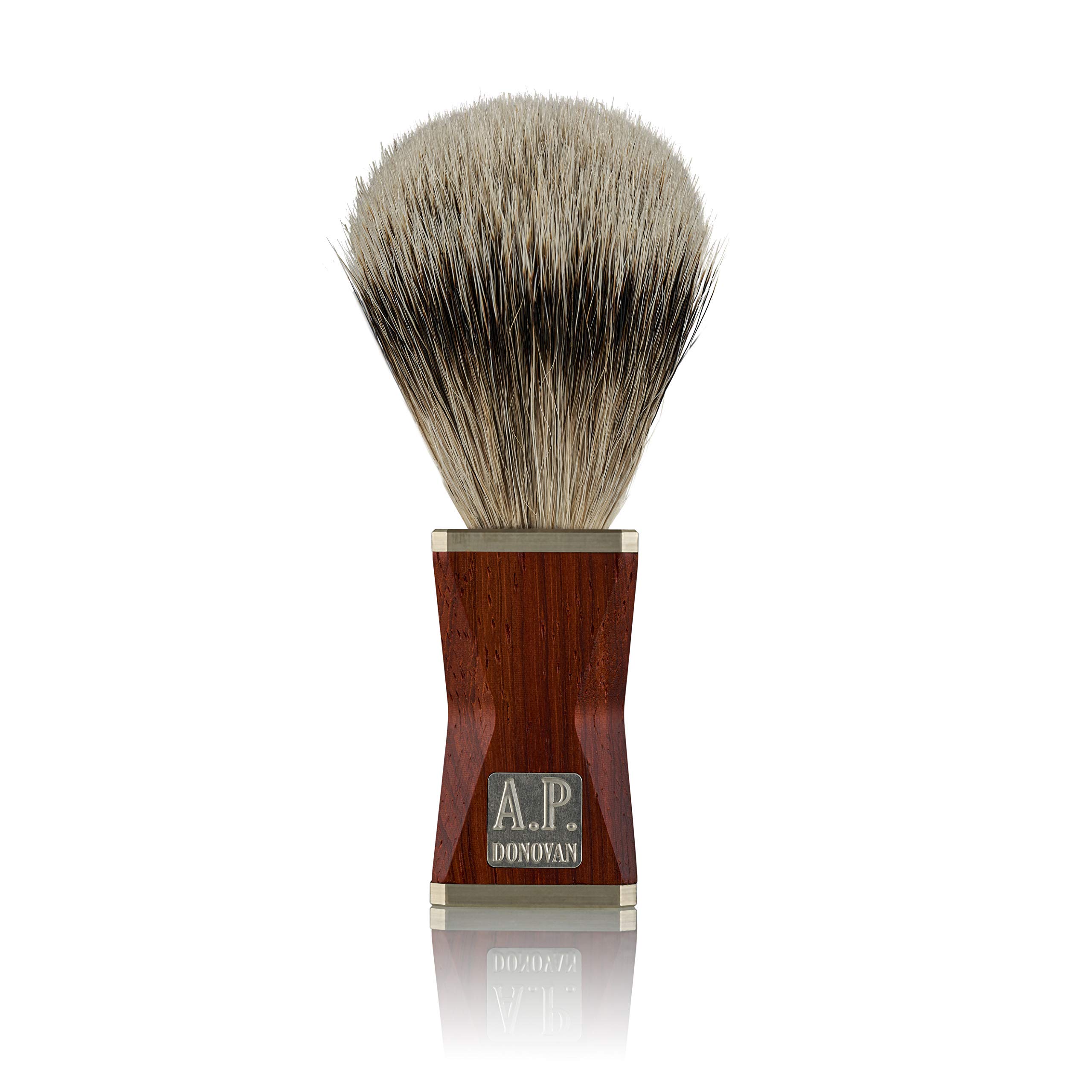 A.P.Donovan - Pennello da Barba con Punta in Argento Peli di Tasso Edelholzgriff con Alpacca Cappelli 100% (Mano) Prodotto in Germania " Minus “ in Der Lsone-Serie - Padouk