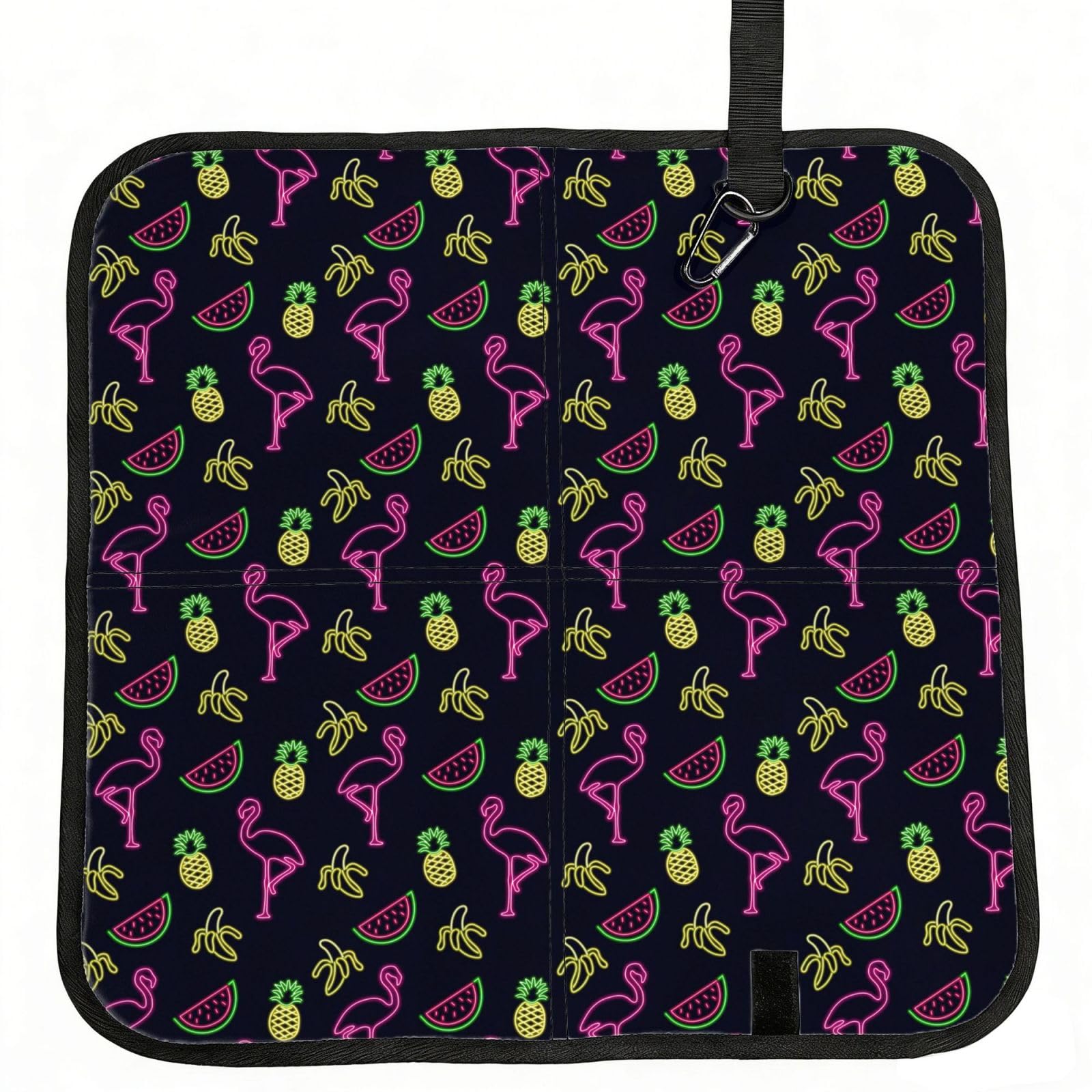 OKFSTY Pineapple Banana Flamingo Print Fold Away Seat Cushion Portable Outdoor Pad Polyester Bleacher Bench Mat Travel Picnic Pad