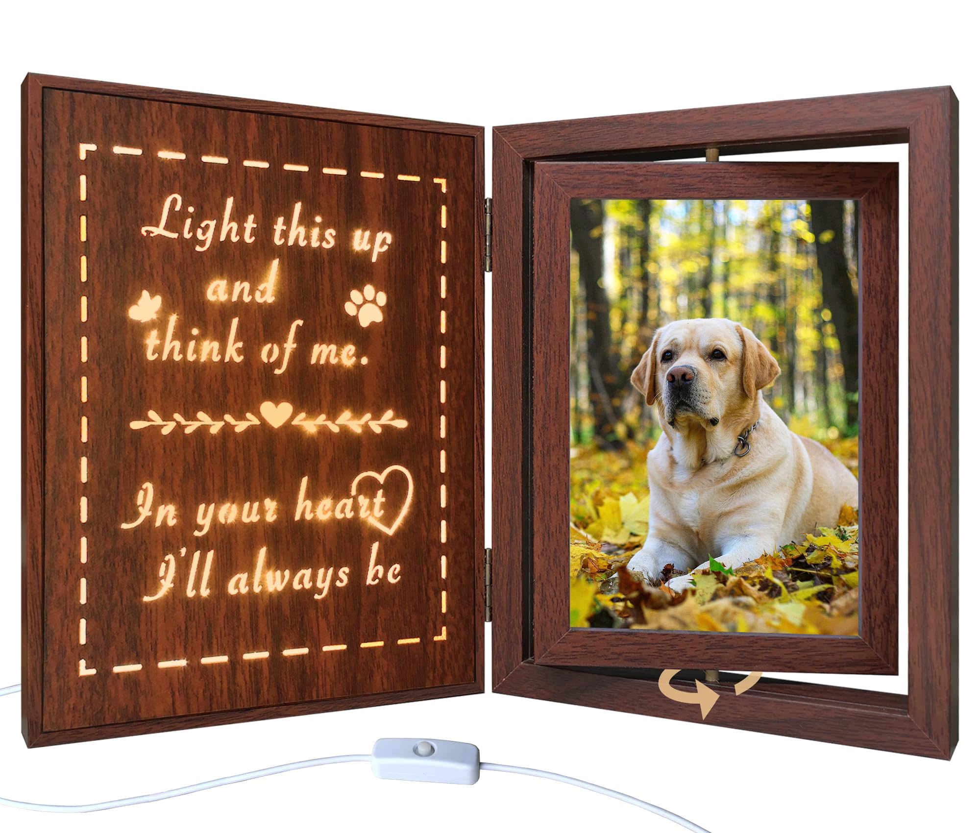 soruney Pet Dog Cat Memorial Light-Up Frame: Light This Up & Think of Me