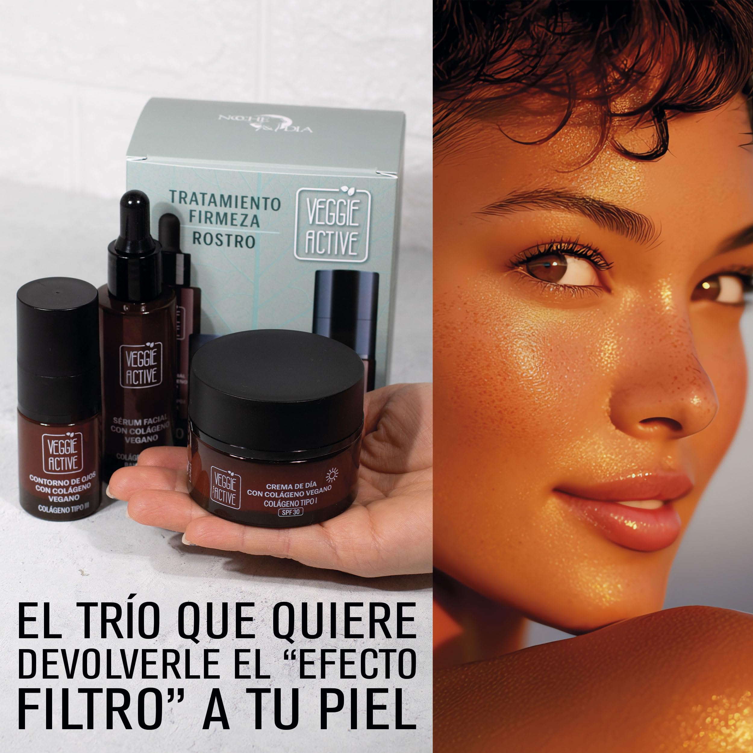 N&D Pack Tratamiento Firmeza Rostro, Sérum, Contorno y Crema Día SPF 30