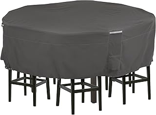 Classic Accessories Ravenna Water-Resistant 70 Inch Tall Round Patio Table & Chair Set Cover