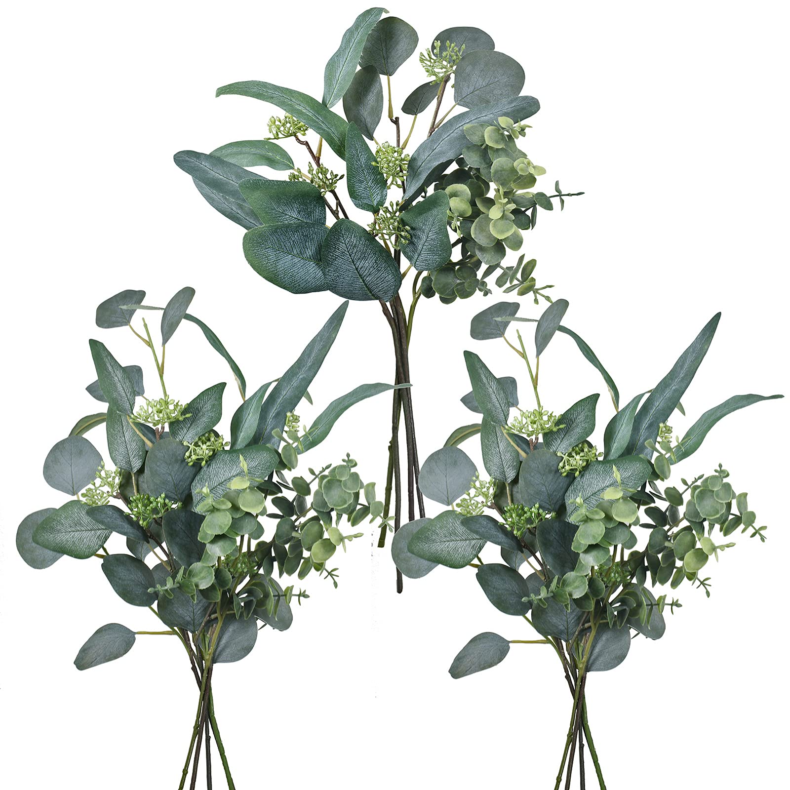 Winlyn 14 Pcs Mixed Eucalyptus Leaves Stems Bulk Artificial Greenery Stems Green Branches Eucalyptus Leaves Plant for Floral Arrangement Wreath Centerpieces Bouquets Wedding Holiday Greens Decor