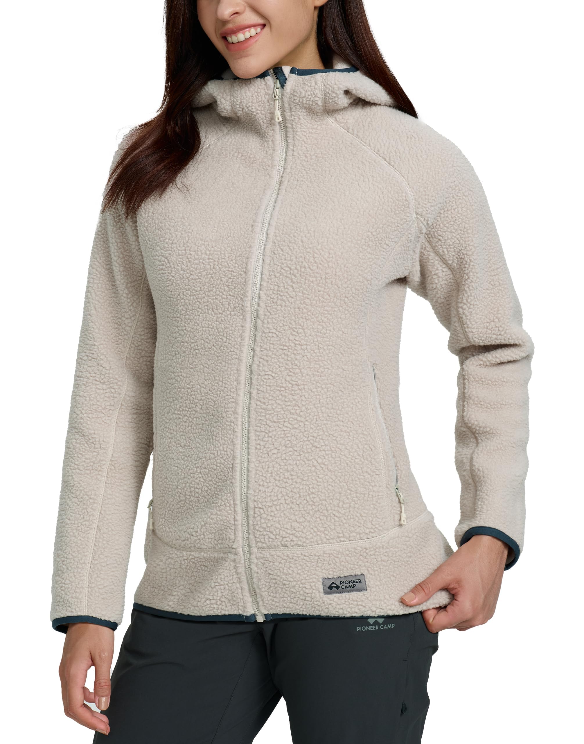 Pioneer Camp Women's Fleece Jacket Hooded Warm Full Zip Outdoor Coat | Lightweight compos…