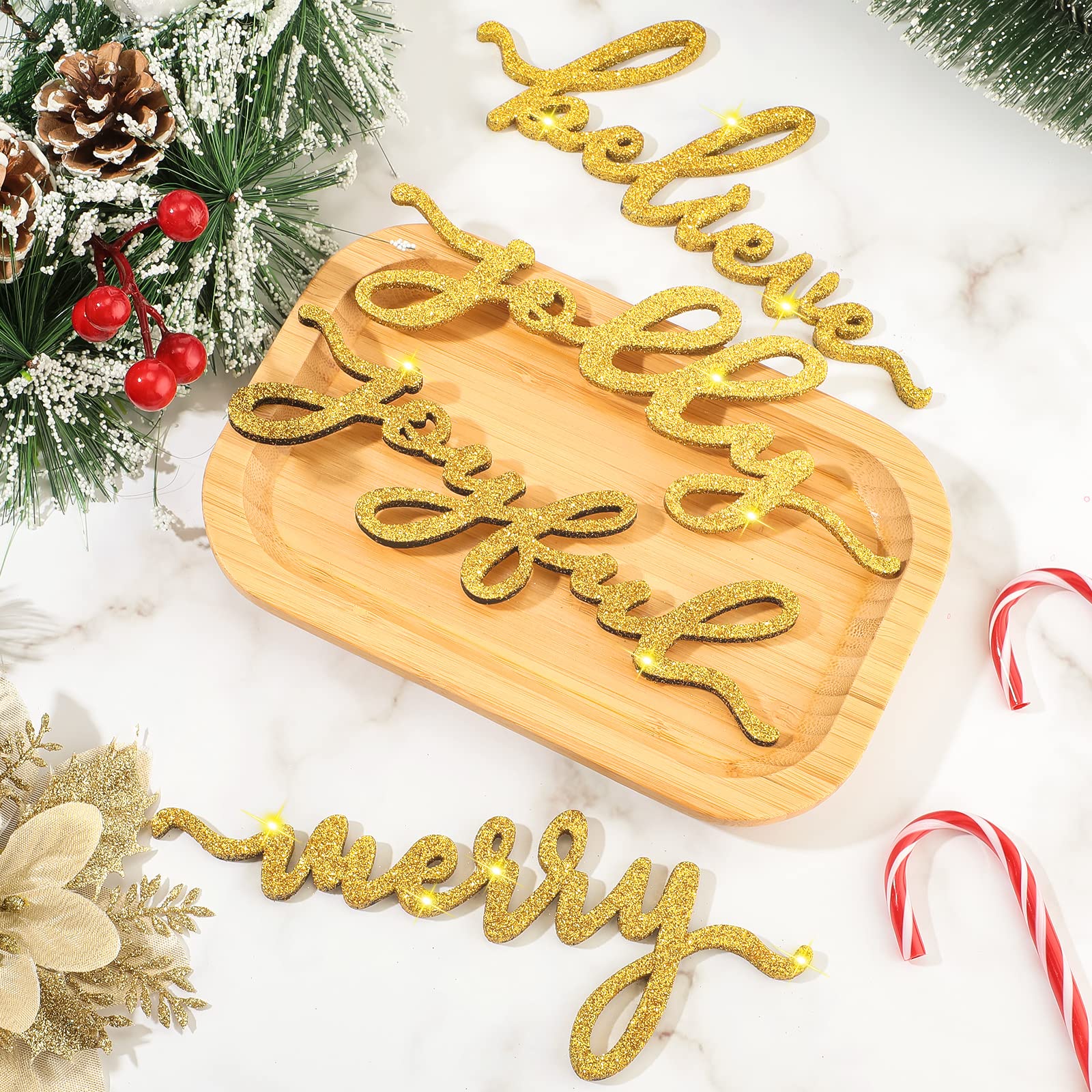 Amazon.com: Queekay 8 Pieces Christmas Wood Plate Letter Sign