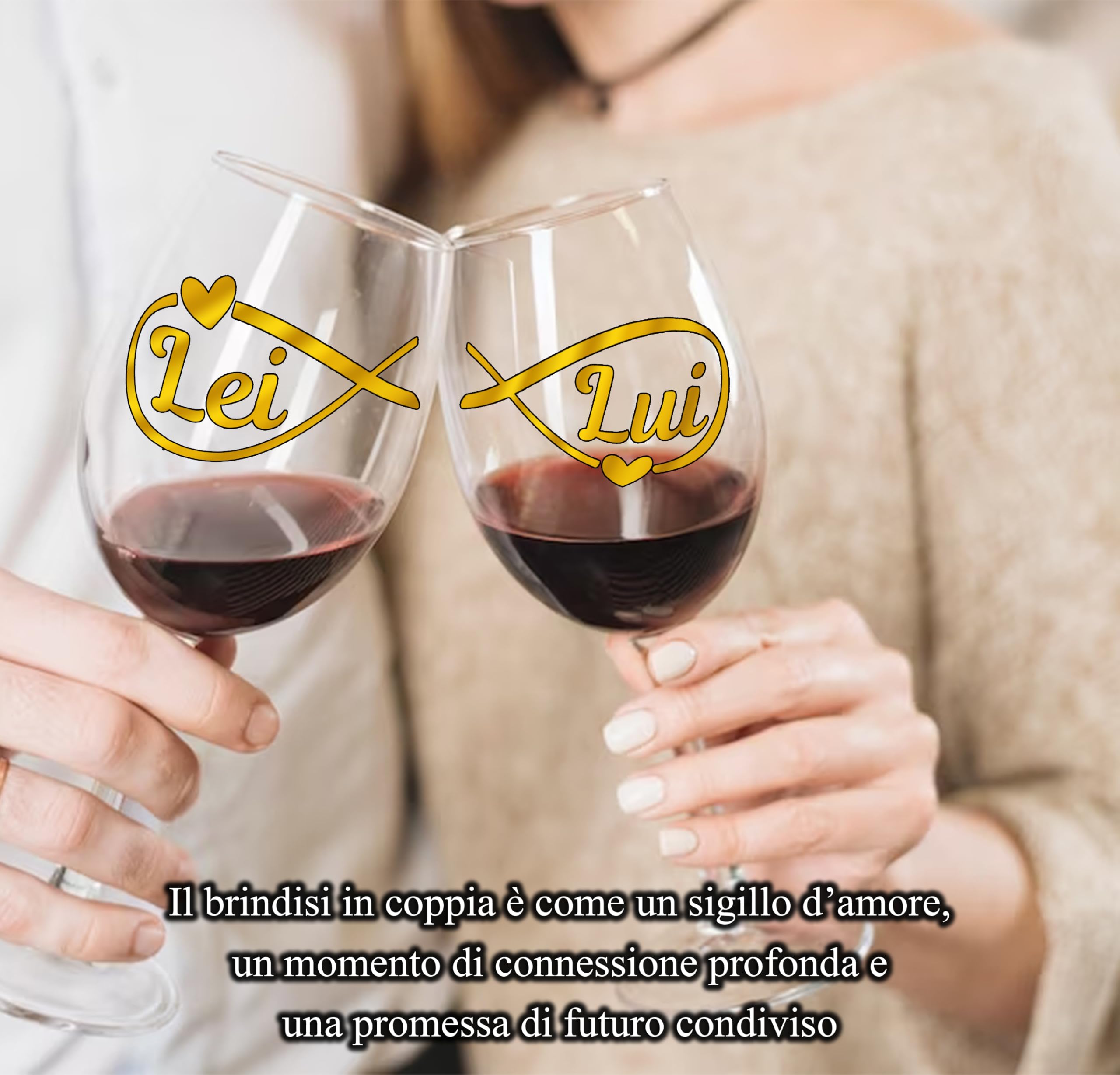 Coppia Calici Vino Personalizzati LUI LEI ∞ – Due Bicchieri Piegati Coordinati Con Simbolo Infinito Per Celebrare L’Amore E I Momenti Insieme Con Confezione Regalo Inclusa