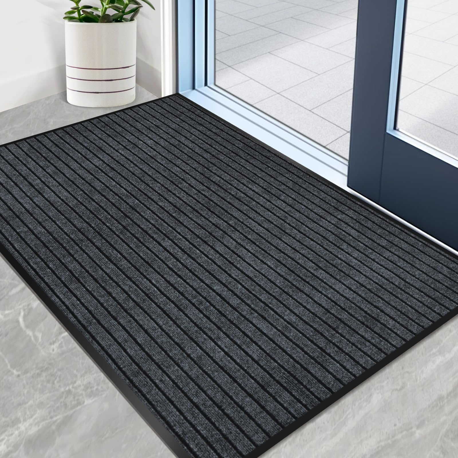 Heavy Duty Entrance Welcome Mat, Durable Rubber, Waterproof Non