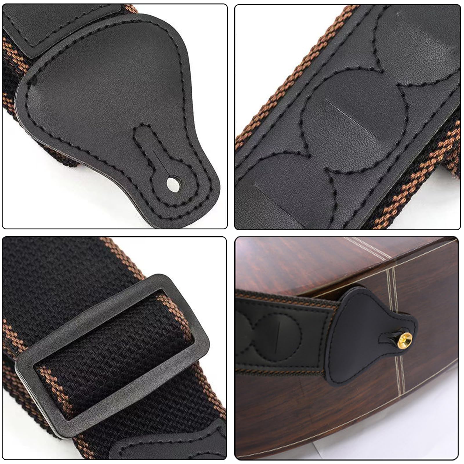 WUDQIJI Guitar Strap, Adjustable Cotton Guitar Strap, Cotton Guitar Strap, Cotton Guitar Straps with 3 Guitar Picks - Image 2