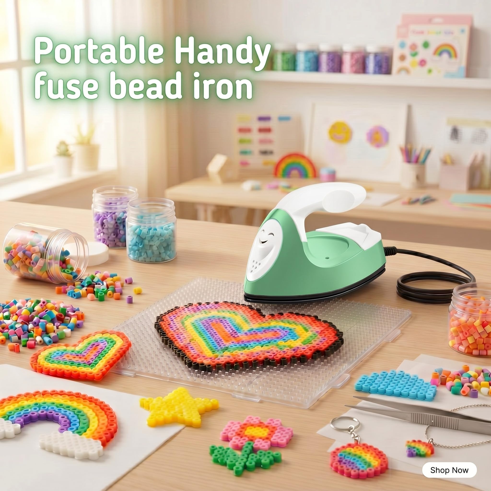 Honoson Mini pressa a caldo in ferro, piccola, portatile, con base di ricarica, accessori per perline, toppe fai da te, scarpe, magliette, progetti in vinile a trasferimento termico (verde)