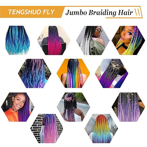 Miniatura 6 de Extensiones de cabello trenzado ombré para mujer, 1 unidad24 pulgadas, cabello trenzado de fibra de ganchillo para trenzas de caja, extensiones de