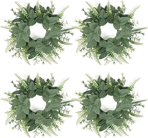 Miniatura 1 de Dremisland Paquete de 4 mini coronas de imitación de eucalipto, color verde, 10 pulgadas, gabinete de cocina, puerta, ventana, boda, ocasión casual