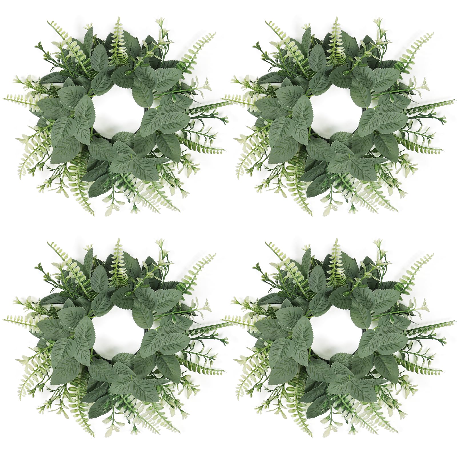 Dremisland 4-Pack Eucalyptus Mini Faux Wreaths - Green - 10in - Kitchen Cabinet, Door, Window, Wedding, Casual Occasion