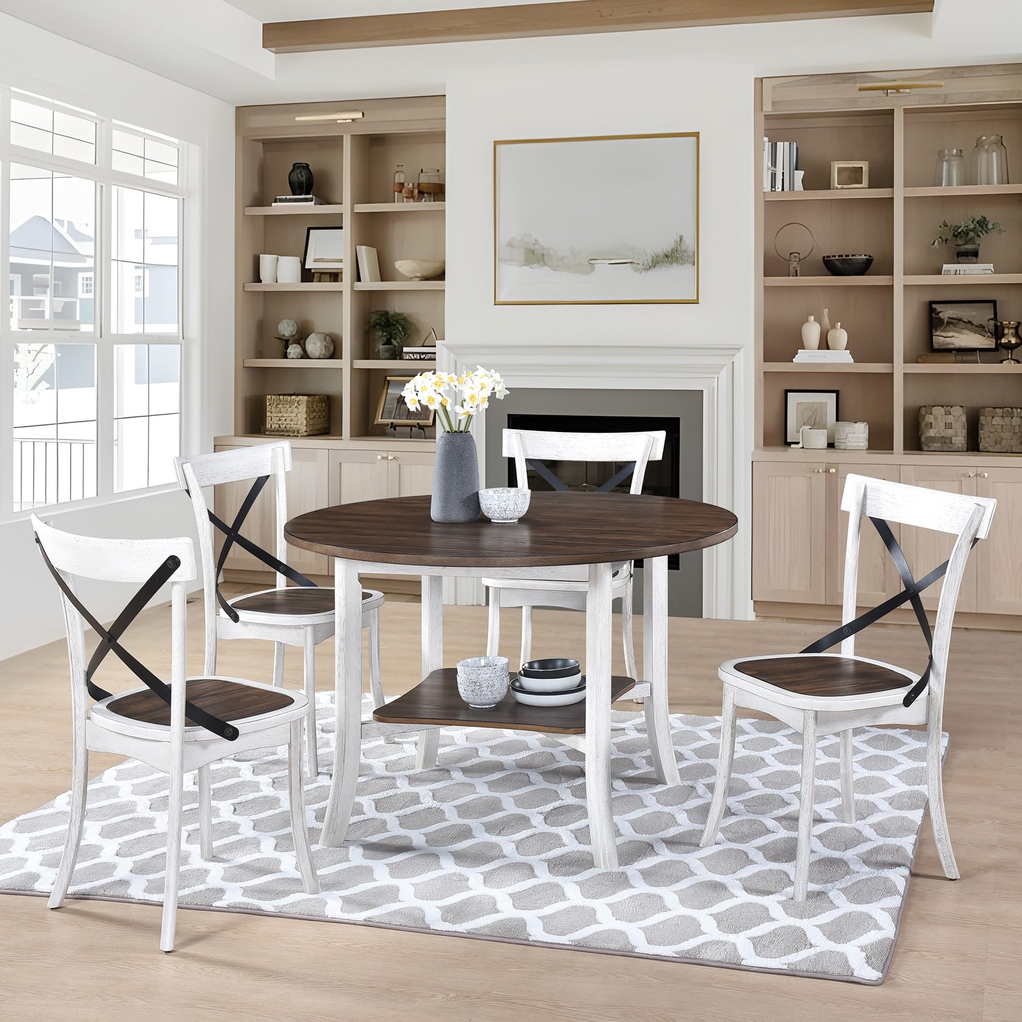 Amazon.com - SOFTSEA 5 Piece Round Dining Table Set with Storage 