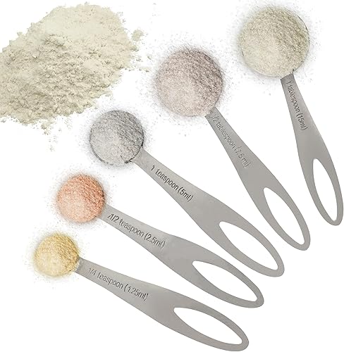 eHomeA2Z Juego de tazas medidoras de acero inoxidable, 4 piezas de metal para utensilios de cocina líquidos secos (1, 5 piezas (cuchara))